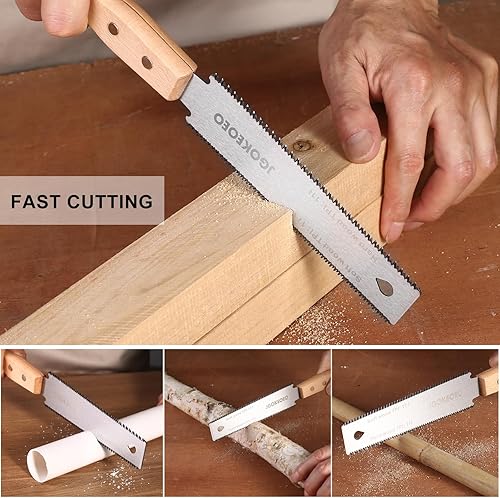 Miniatura 4 de Sierra de mano japonesa, sierra de corte al ras de doble filo de 6 pulgadas, doble hoja flexible SK5 1711 TPI con mango de madera cómodo para la
