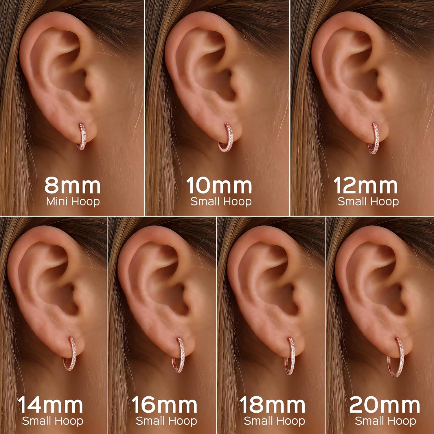 ChicSilver 925 Sterling Silver Huggie Earrings for Women 14K Gold Plated Silver Hoop Earrings for Women Hypoallergenic Small Cubic Zirconia Huggie Earring (6/8/10/12/14/16/18/20mm) - Image 5