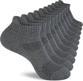 Monxiery Mens Cotton Ankle Socks, Athletic Cushioned Performance Running Moisture Wicking Breathable socks