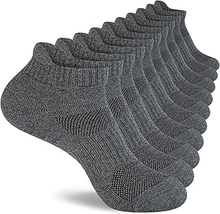 Mens 100% Cotton Ankel Socks, Athletic Cushioned Performance Running Moisture Wicking Breathable socks