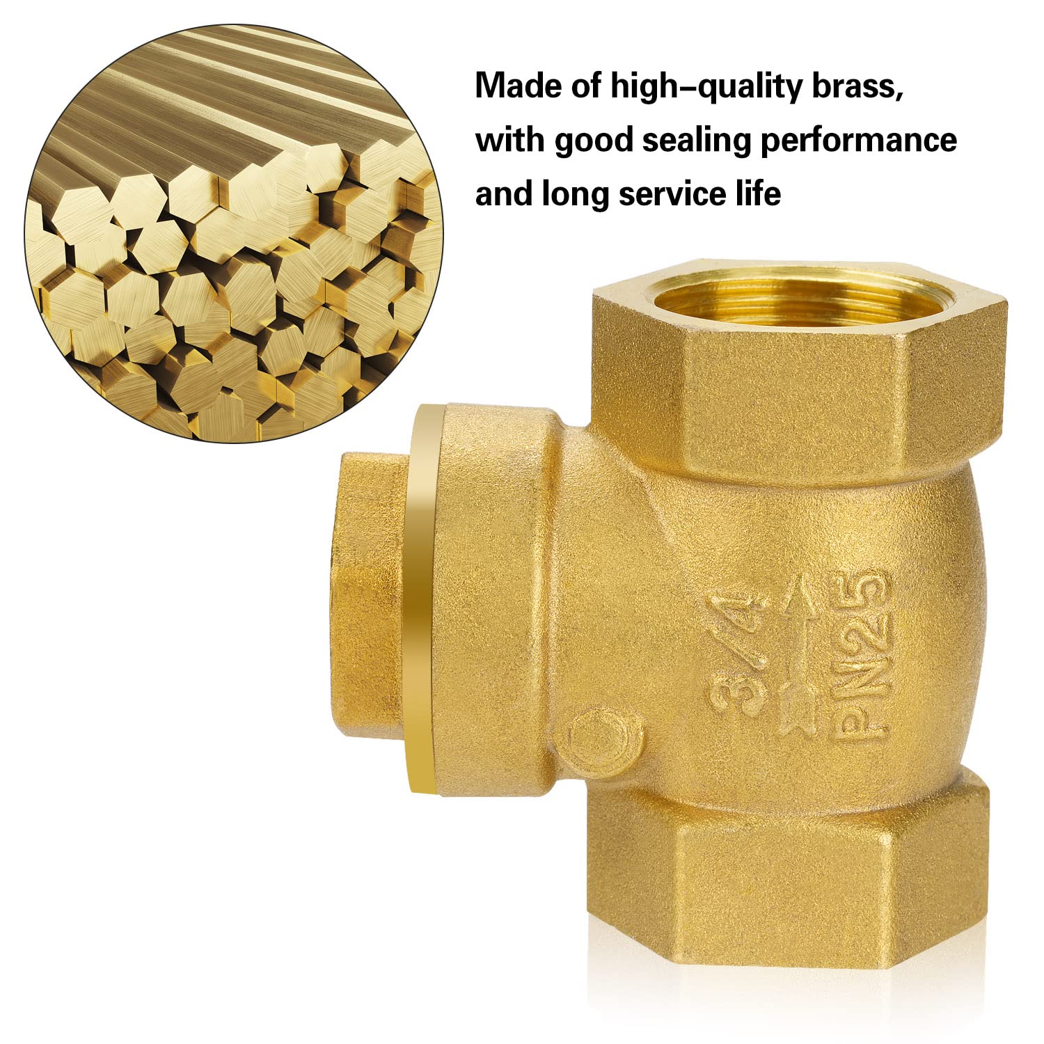 Valvola Di Ritegno In Ottone PN16, Filettatura Interna, Per Acqua E Aria Compressa, -25°C A +180°C - 5