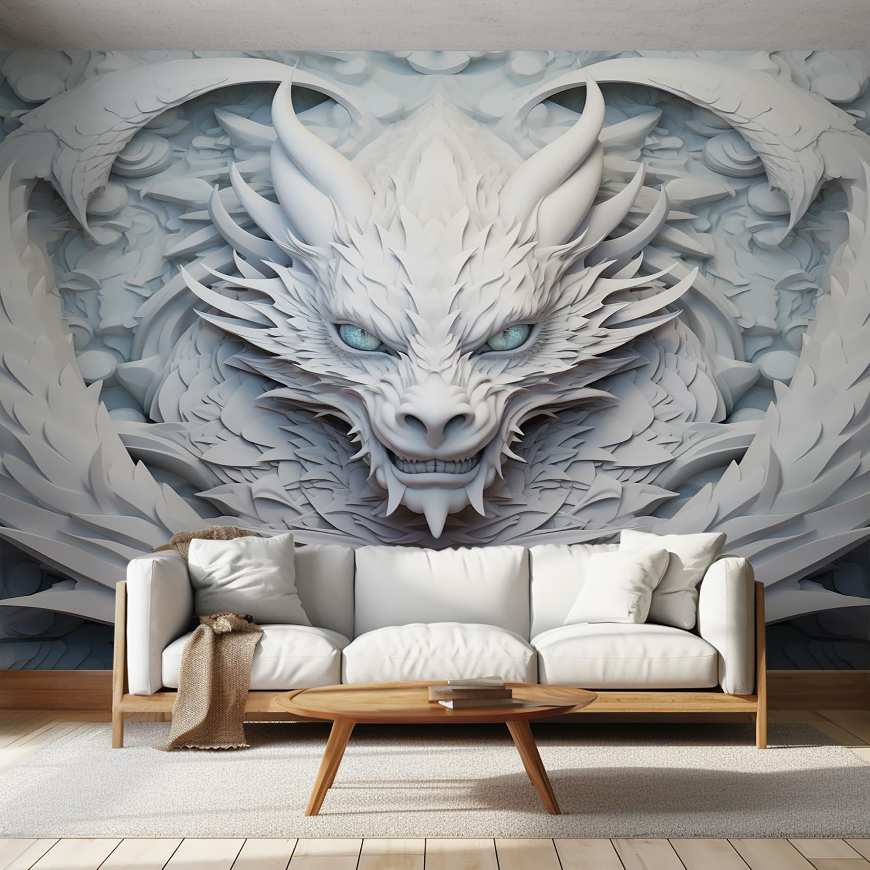 Generisch Tapete 3D Fototapete 3D Relief Drache 250 x 175 cm Vliestapete Wandbild Fototapeten, Vlies Tapeten Wandtapete Schlafzimmer, Wohnzimmer, TV Hintergrund Wand Moderne Wanddeko &KUM572