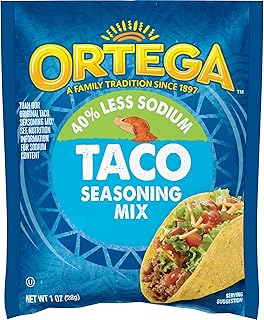 Ortega Seasoning Mix, 40% Less Sodium Taco Seasoning, 1 Ounce (Pack of 12)