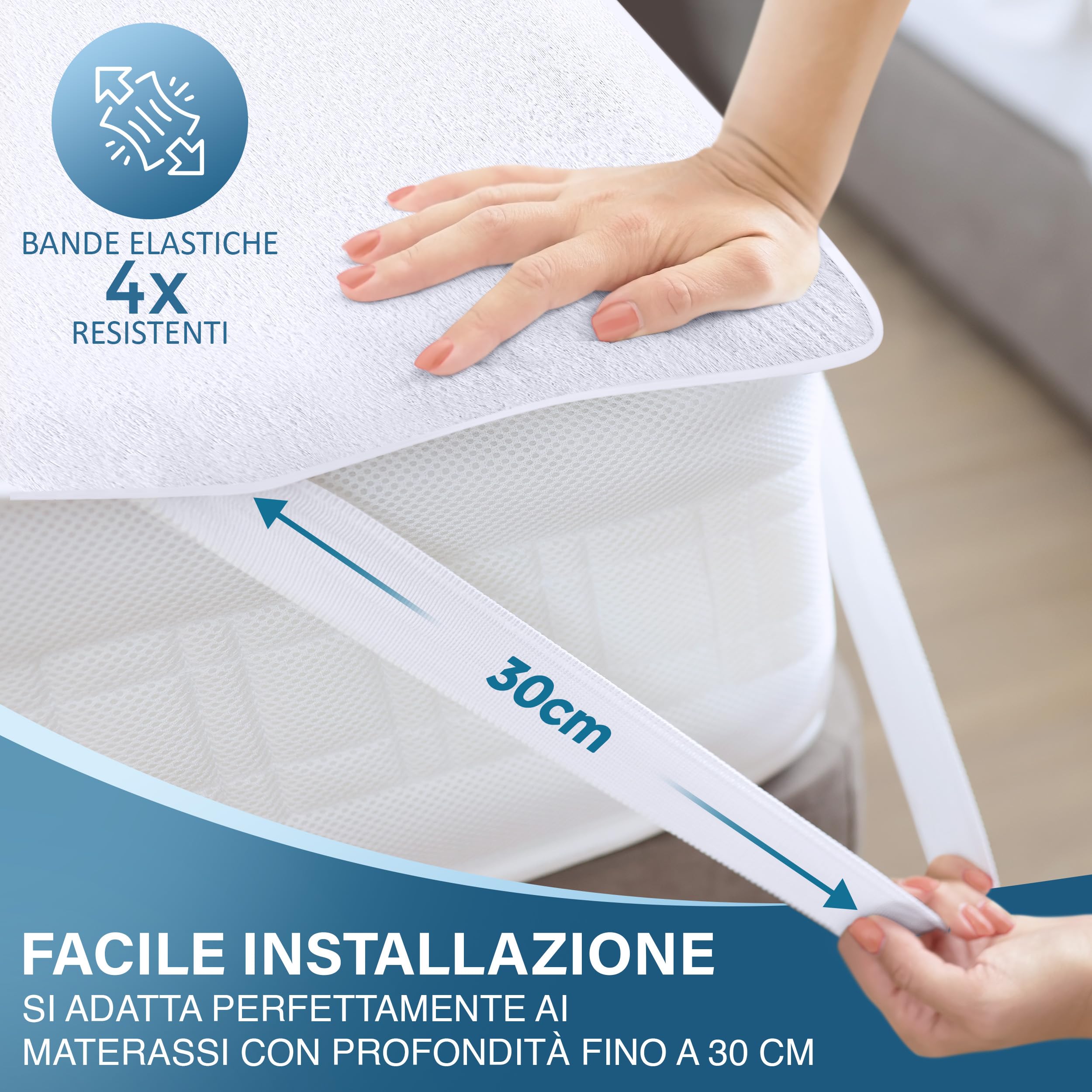 Utopia Bedding Coprimaterasso Matrimoniale Impermeabile 90 x 200 cm (Confezione da 2), 4 Angoli Elasticizzati, Certificato OEKO-TEX, Proteggi Materasso, Traspirante, Lavabile