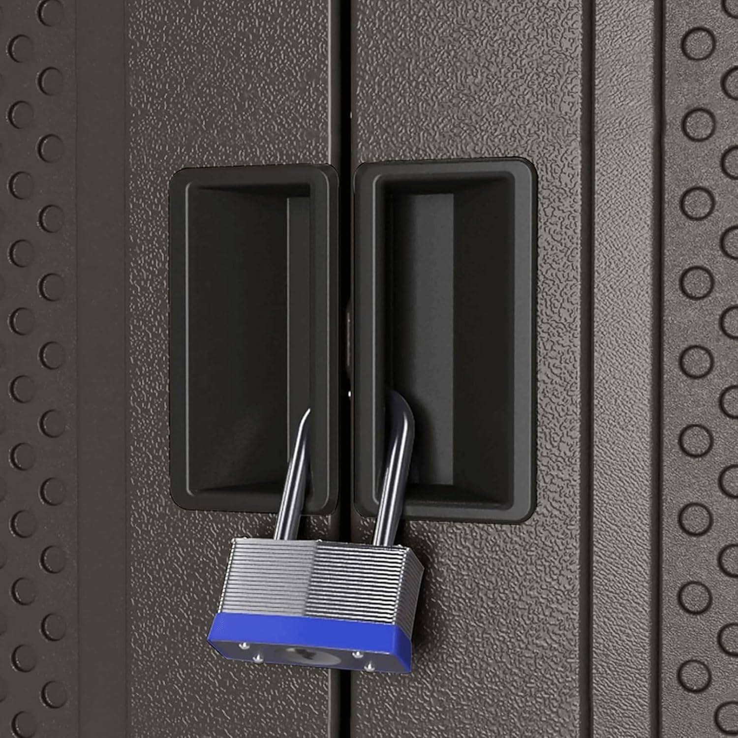 Suncast Commercial 4 Shelf Mega Tall Storage Cabinet, Lockable Garage Utility Shelving Unit, Heavy Duty Plastic Resin Organizer, Gray