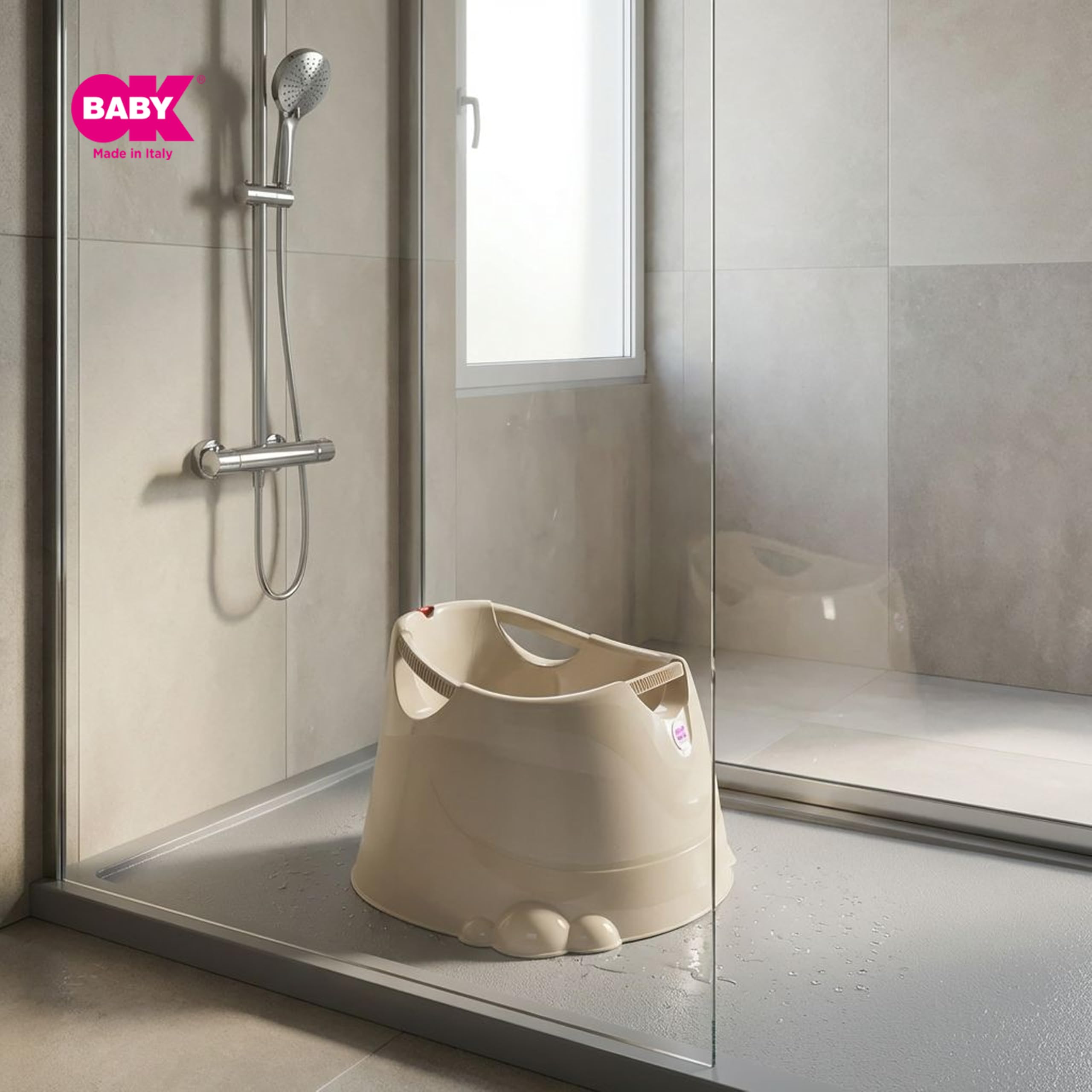 OKBABY Oplà - Baignoire Large et Polyvalente pour le Bain de Bébé 12-36 Mois (jusqu'à 25 kg) - Sable
