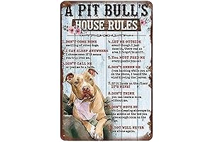 Vintage Aluminum Warning Sign: A Pitbull's House Rules