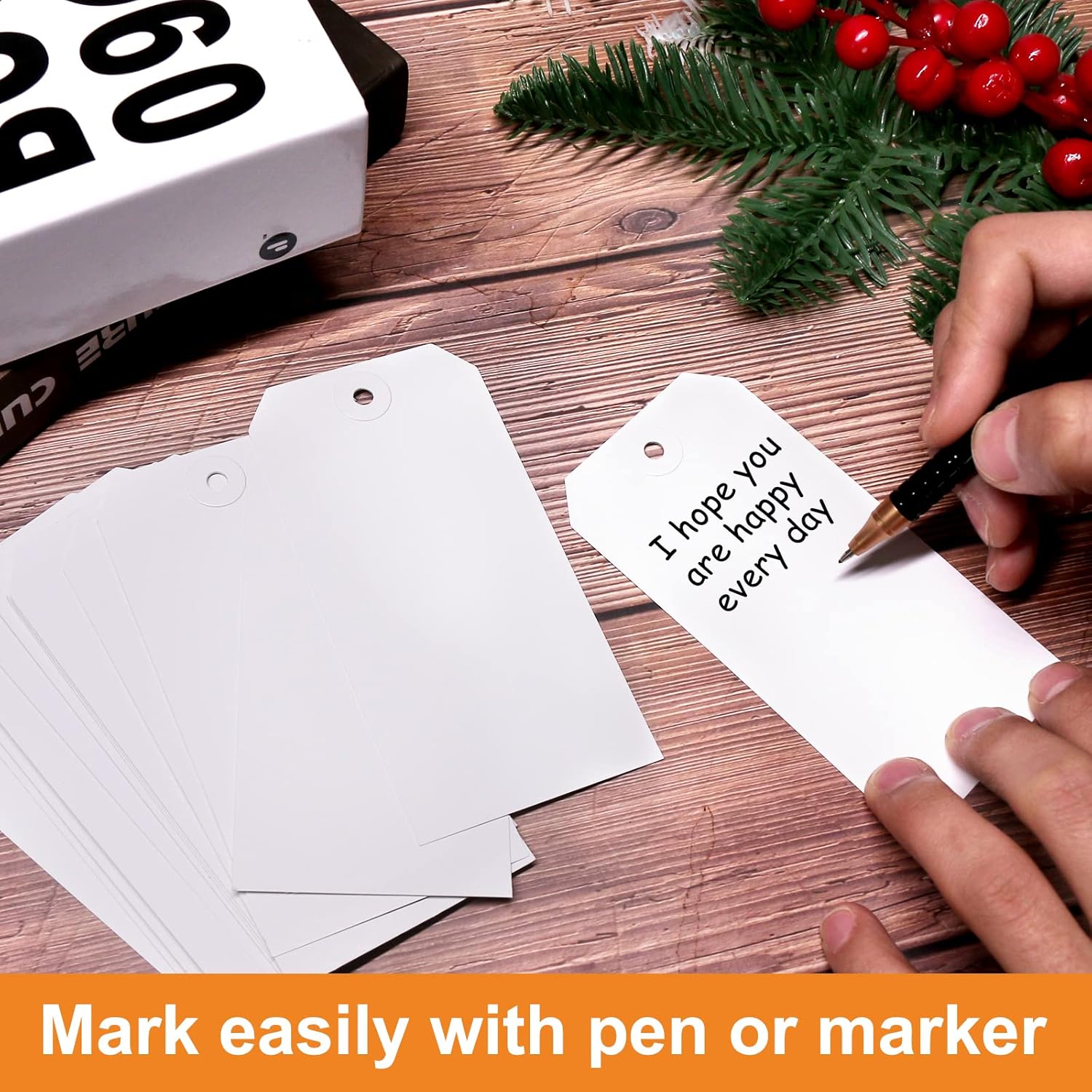 White Blank Shipping Tags with String - Coideal 120 Pcs Strung Cardstock Hanging Paper Tag Attached Reinforced Hole for Labeling Price Inventory Luggage 4 3/4" x 2 3/8" : Office Products