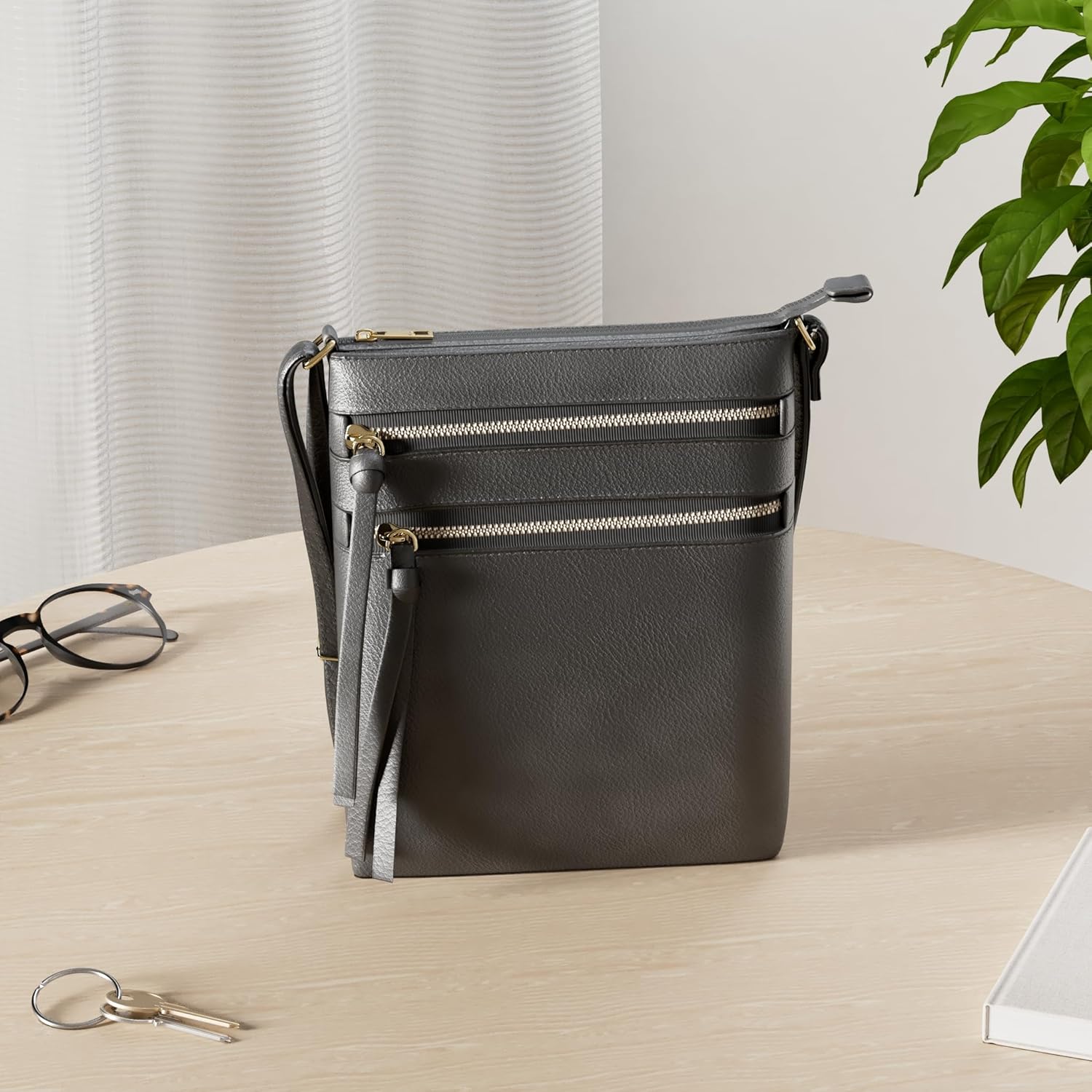 DELUXITY Crossbody Purse Bag Shoulder Bag Multi Pocket Zipper Purse | Black - Image 3