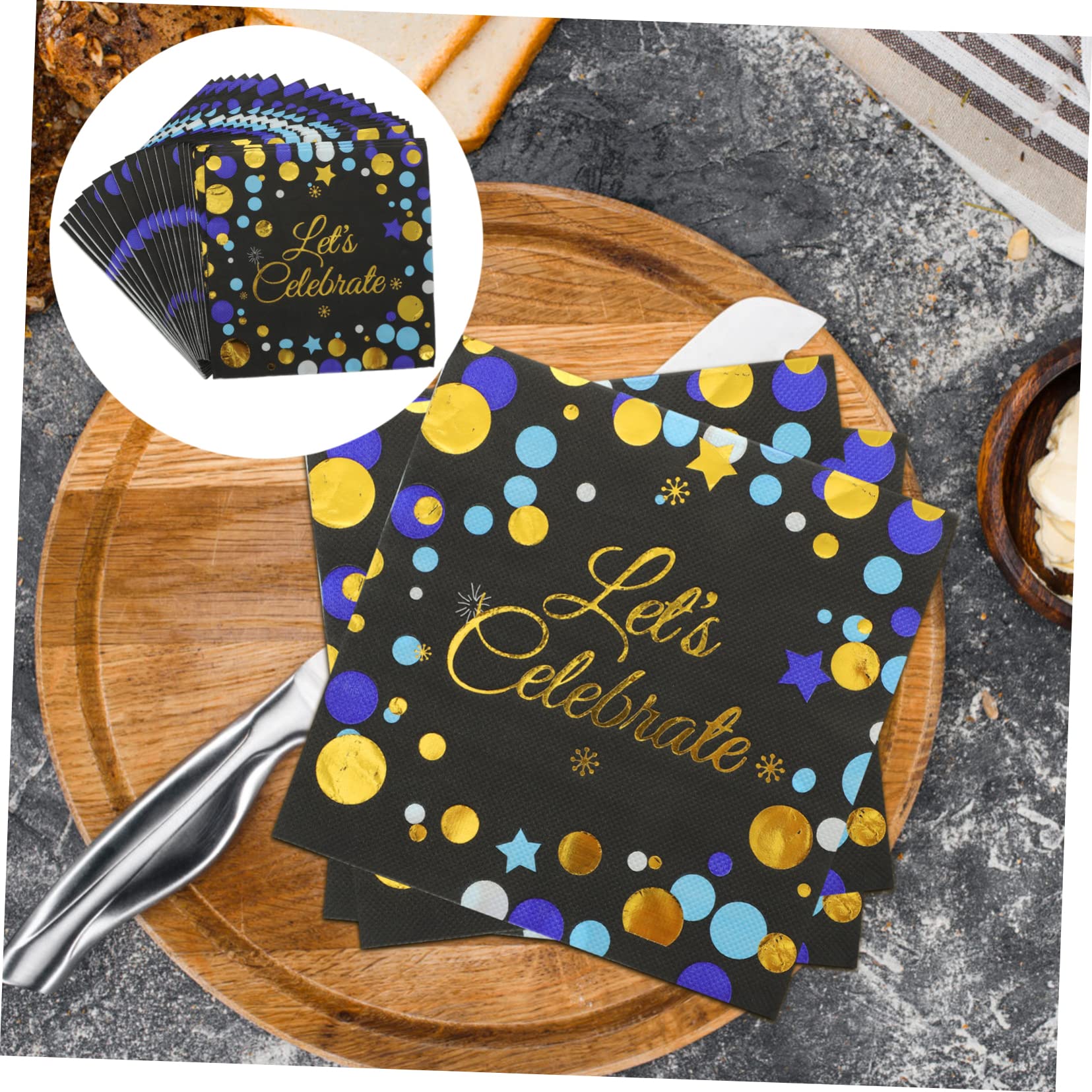 MAGICLULU 3 Sätze Bronzier Servietten Goldene Servietten Partyzubehör Eid Mubarak Partygeschirr Getränke Aus Papier Jungfräulicher Zellstoff Black 40 Stück * 3