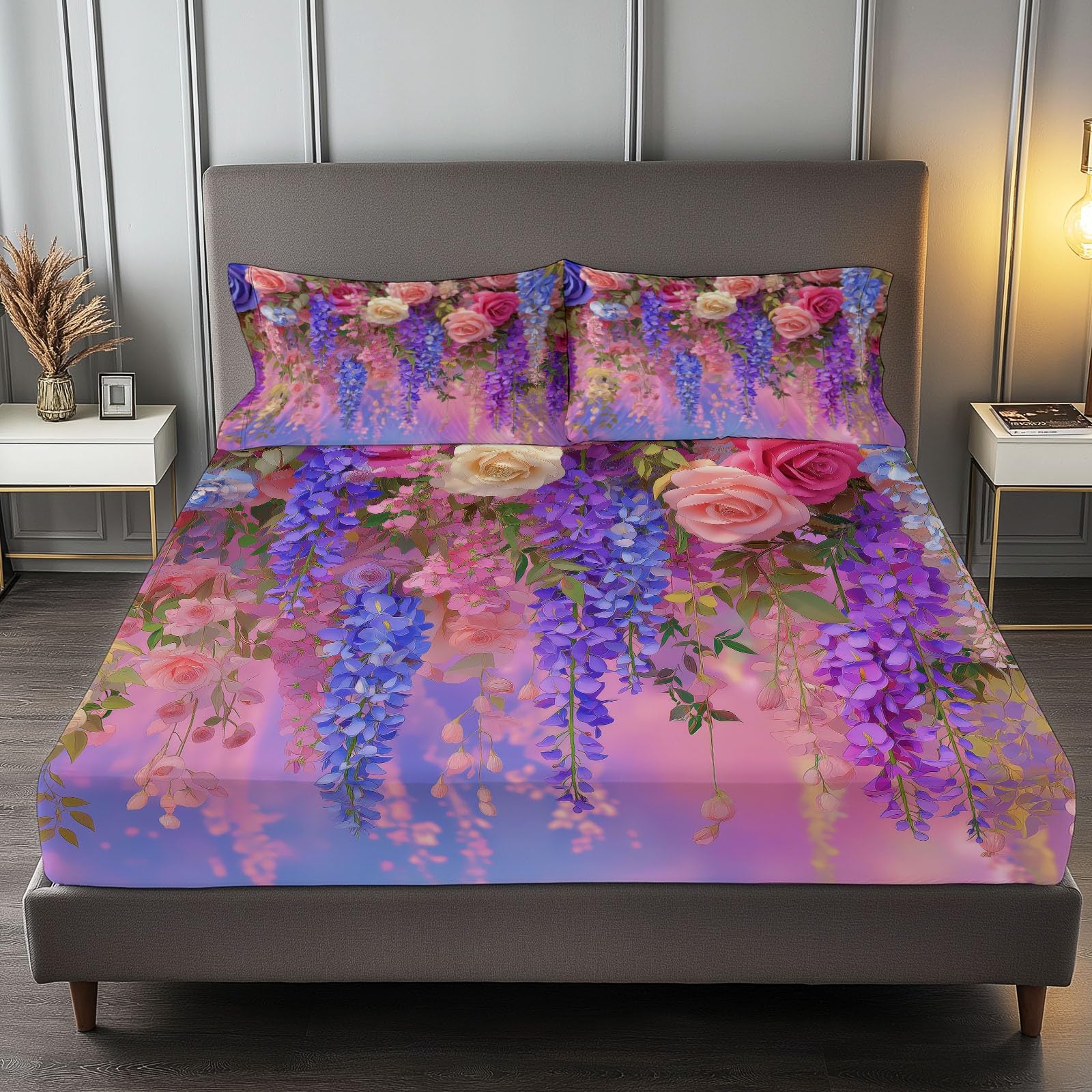 Prześcieradło z gumką Glycine Dream Pink Beanie z gumką 30 cm, miękki i trwały, oddychający materac z gumką dookoła, różowe, 90 x 190 cm