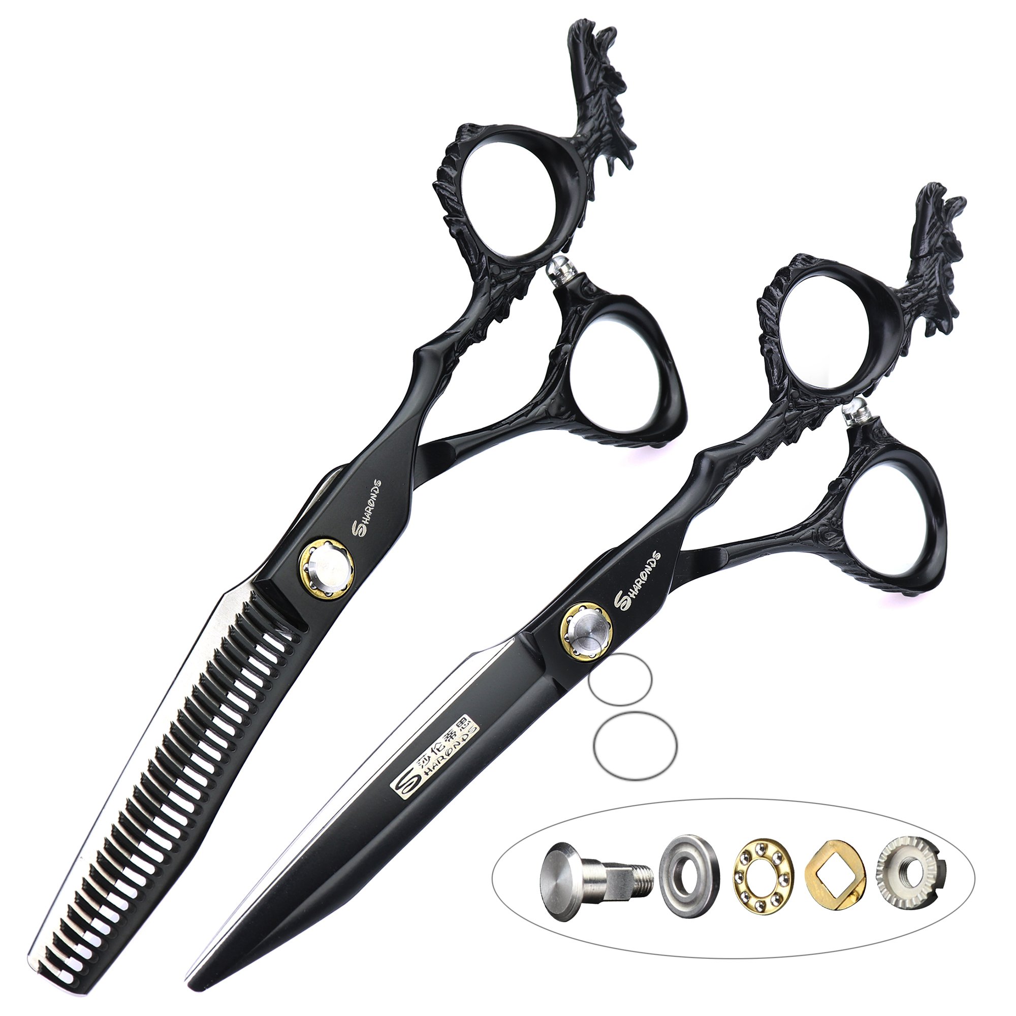 Tijeras de peluquería de 15,24 cm (15,24 cm), tijeras de corte + tijeras de adelgazamiento, tijeras de peinado profesionales (juego de css.)