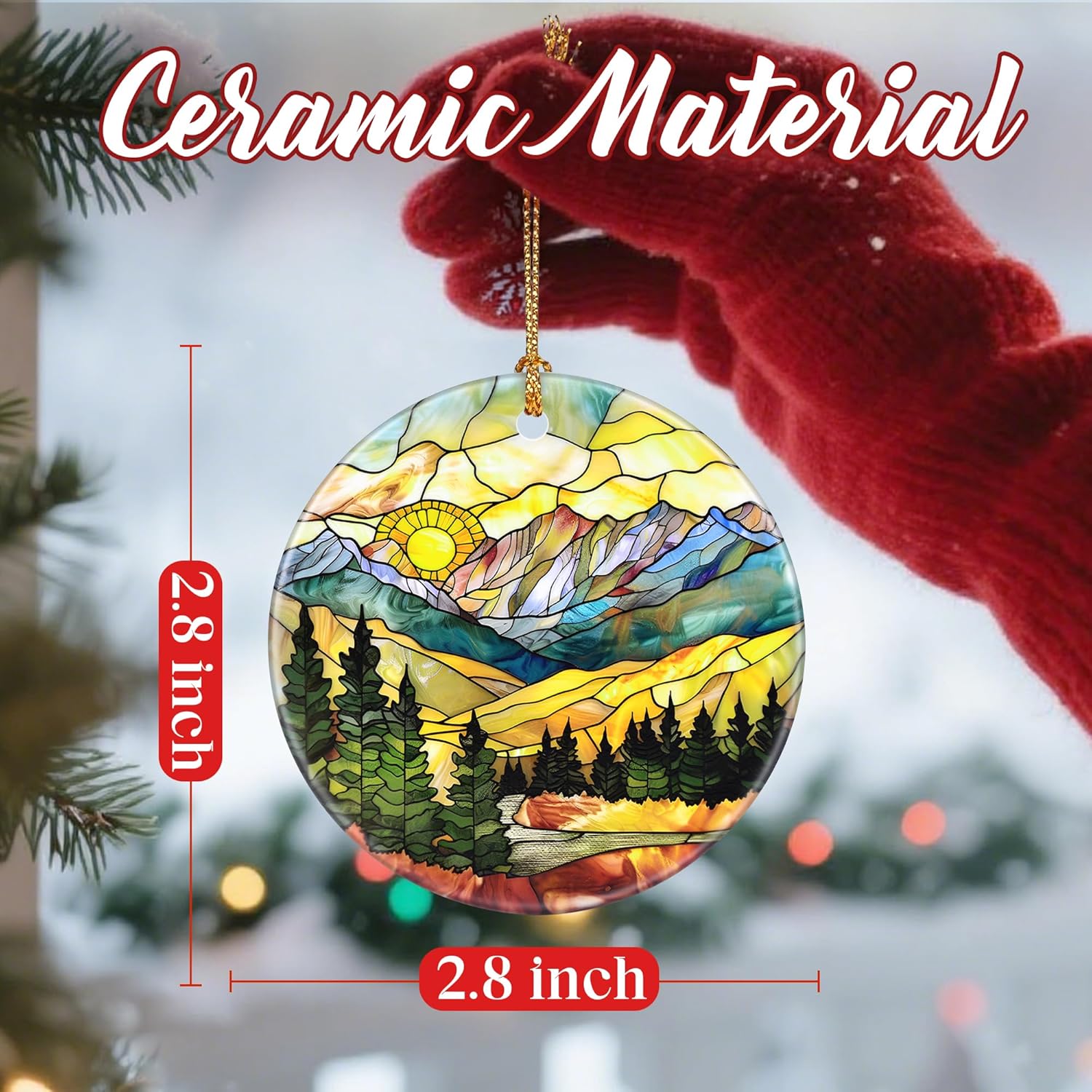 Christmas Ornaments, Dodosky 2.8in Ceramic Mountain Range Ornament, Xmas Decor, Christmas Tree Ornaments, Xmas Decorations for Tree, Holiday Ornament, Gifts for Women, Men, Nature Lovers - Image 2