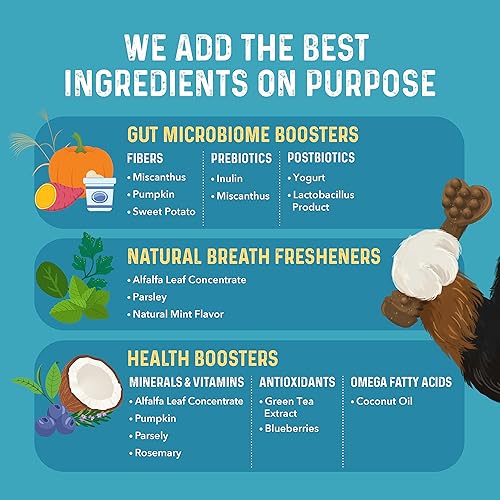 Miniatura 6 de Bernie's Charming Chompers - Masticables dentales diarios para perros de 50 a 100 libras. - 12 unidades - Limpia los dientes, refresca el aliento +