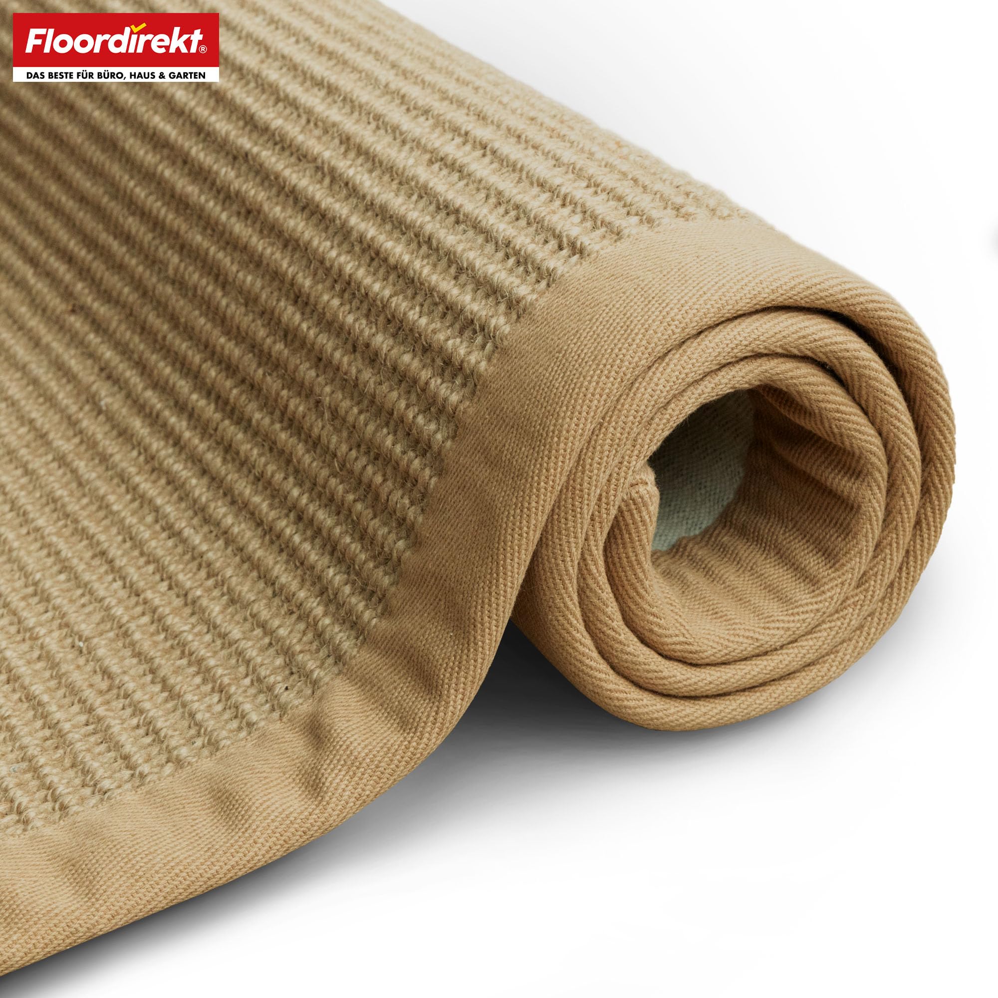 Floordirekt Sisal-Teppich Bombay 200x200 cm – Naturfaser Teppich mit Baumwollbordüre, Wohnteppich, Sisalteppich