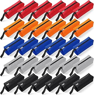 Nuenen 30 Pcs Utility Tool Pouch Waterproof Zippered Small Tool Bag Multipurpose Tool Bag Organizer Heavy Duty Wrench Bag Versatile Oxford Cloth Tool Storage Bag Tote Bags for Wrench, Multicolor