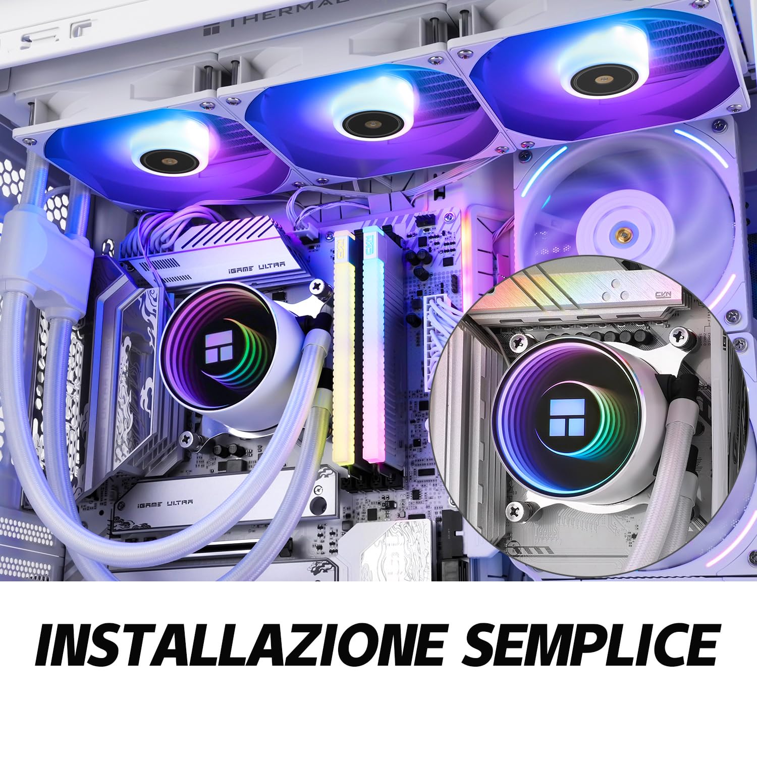 TR Frozen Notte 360 WHITE ARGB V2 CPU-Kühler, Wasser-CPU-Kühler, Spezifikationen des CPU-Kühlers 360 weiß, Dual-Lüfter PWM, S-FDB -Kugellager, geeignet für AMD/AM4, AM5, LGA1851