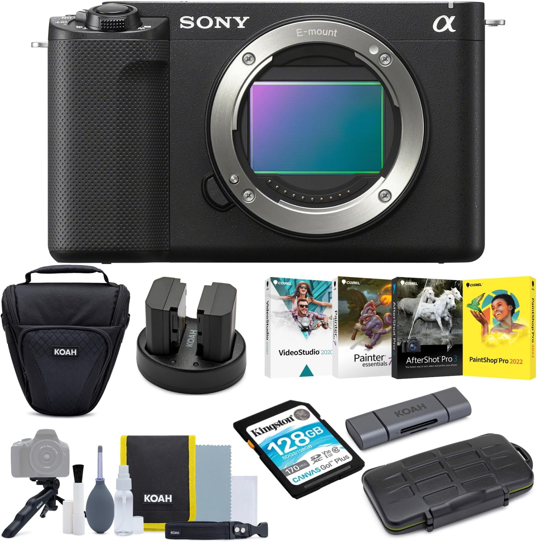 SonyAlpha ZV-E1 Full-Frame Mirrorless Vlog Camera (ILCZV-E1/B, Black) Bundle (6 Items)