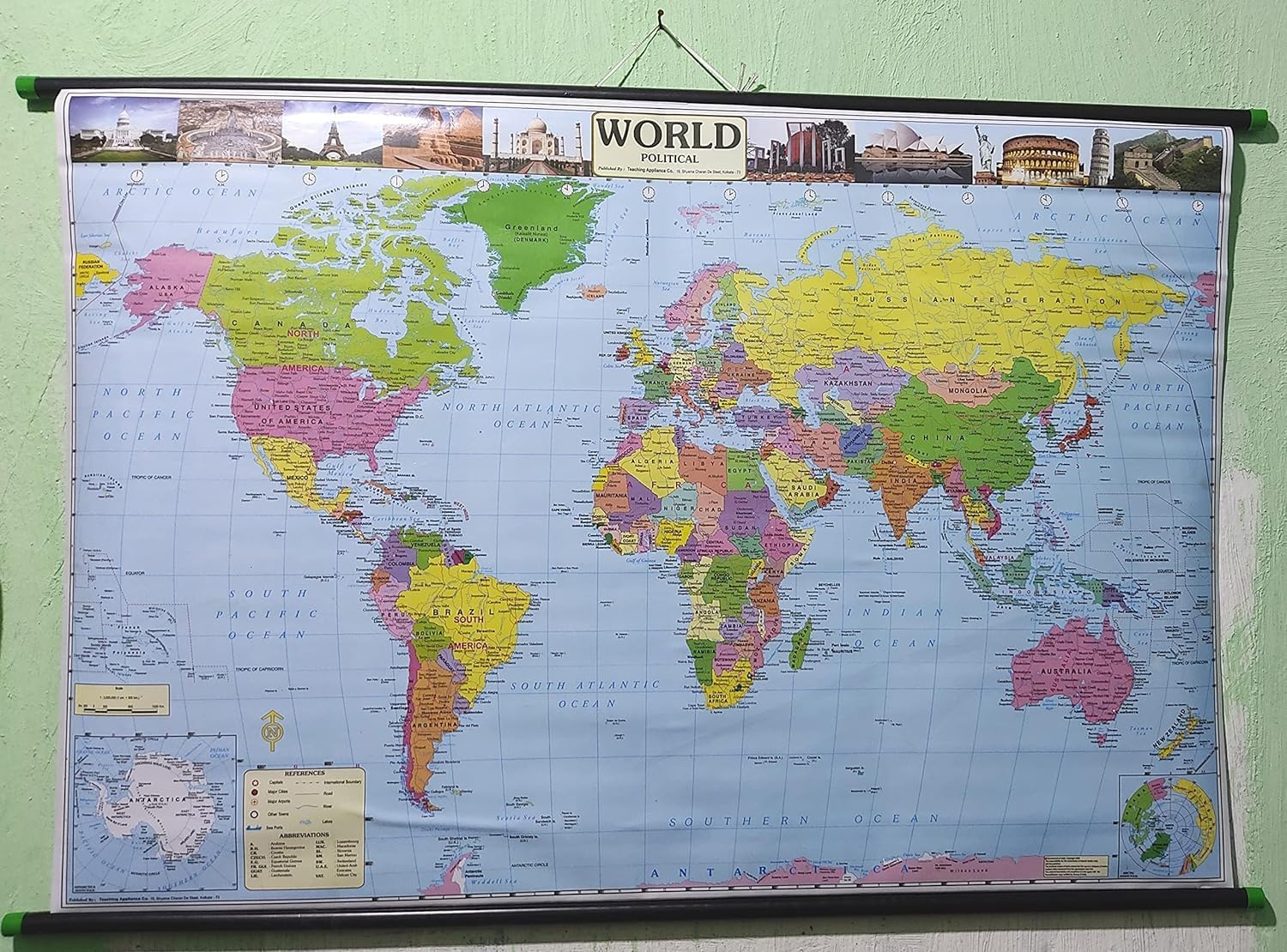 Wall hanging chart of ' Political map of World ' wall chart # FREE POINTER