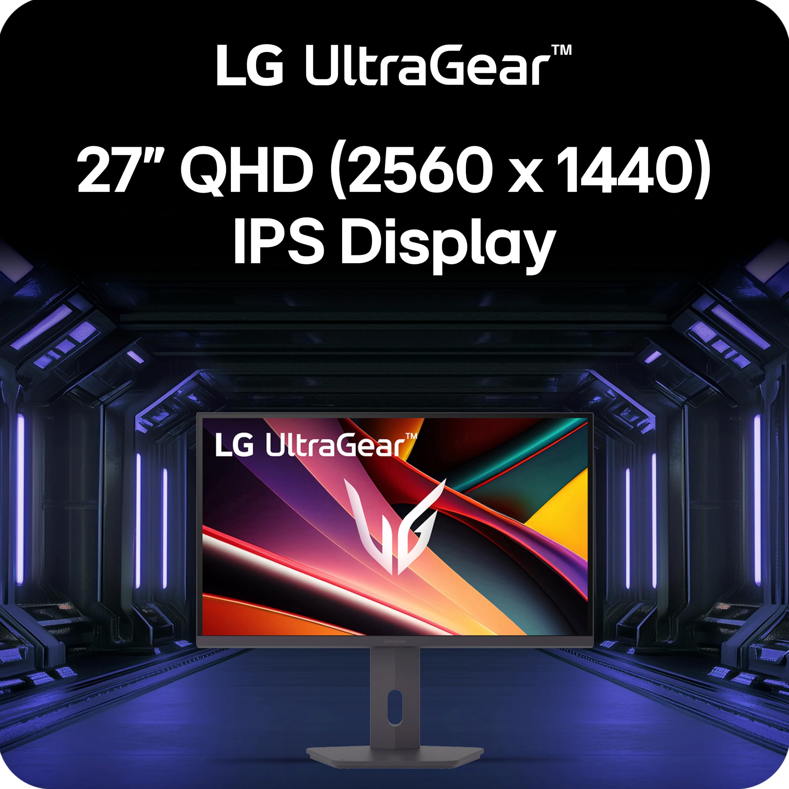 LG 27G610A-B Ultragear QHD Monitor IPS para Juegos de 27 Pulgadas (2560 x 1440), 200Hz, 1 ms, AMD FreeSync Premium, VESA DisplayHDR 400, HDMI, DisplayPort, inclinación/Altura/Giratorio/Soporte