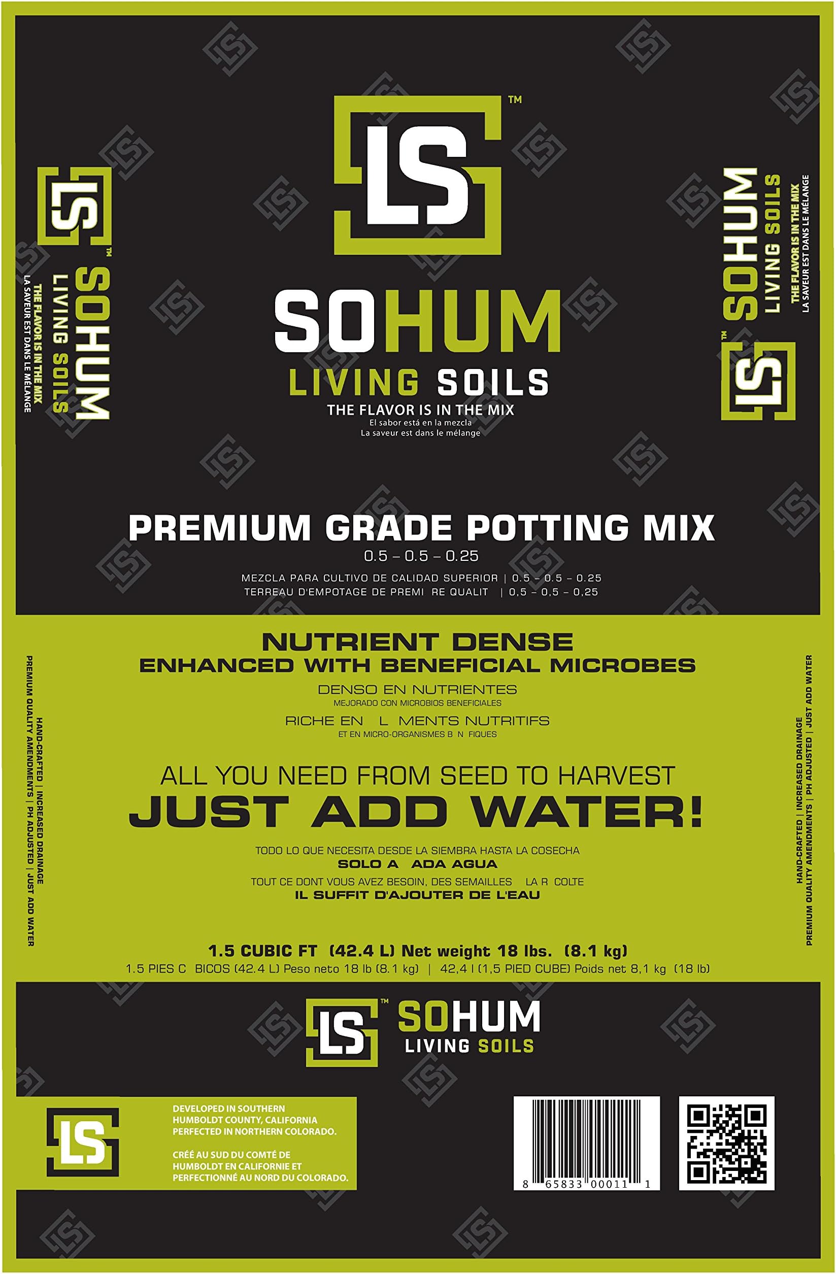 SOHUM Living Soil, Organic Fertilizer, Organic Plant Food, Soil Amendment. Increases Yields. Vegetable Fertilizer, Flower Fertilizer. Non-GMO. Eco-Friendly. Just Add Water! No Mixing (1)