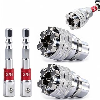 2 Pack Universal Socket Wrench Set - Adjustable 10-19mm for 3/8" Drive