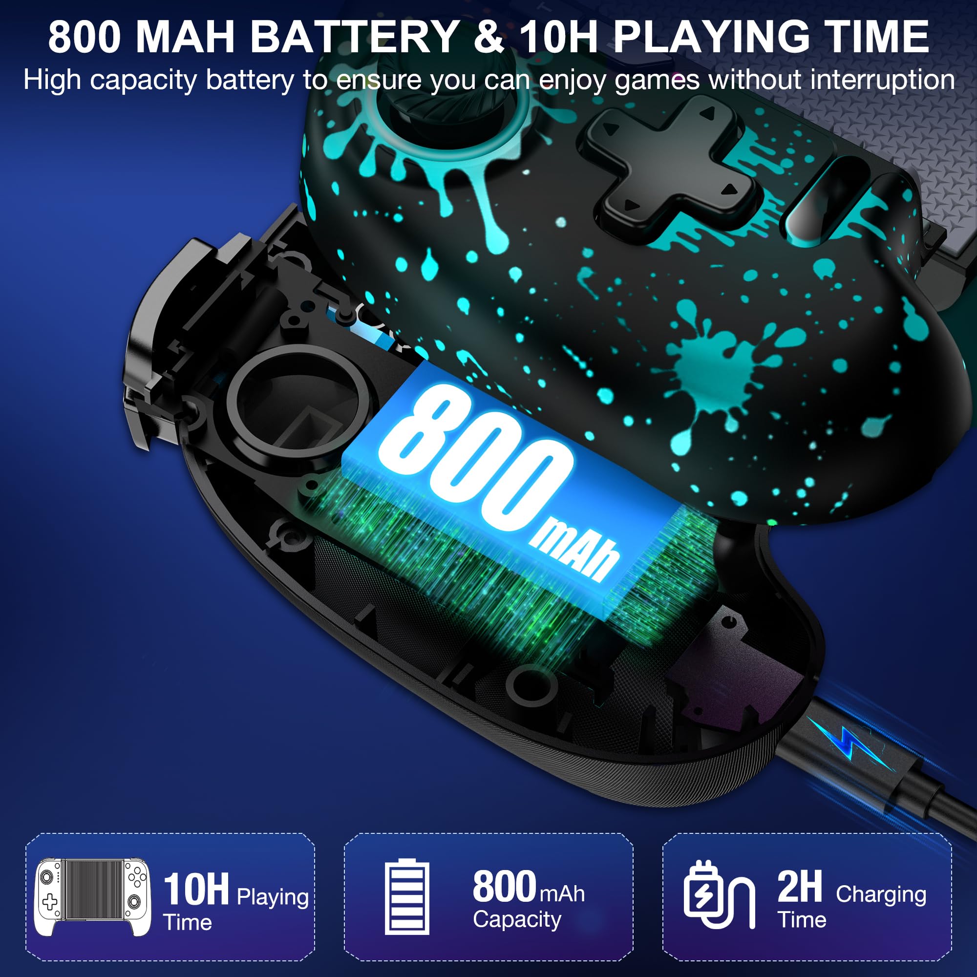 NinjaPlusOX Mobile Gaming Controller for iPhone/Android with Hall Joystick, Wireless Phone Controller with Phone Case Support, Compatible with Xbox Game Pass, Steam Link, Call of Duty, Roblox