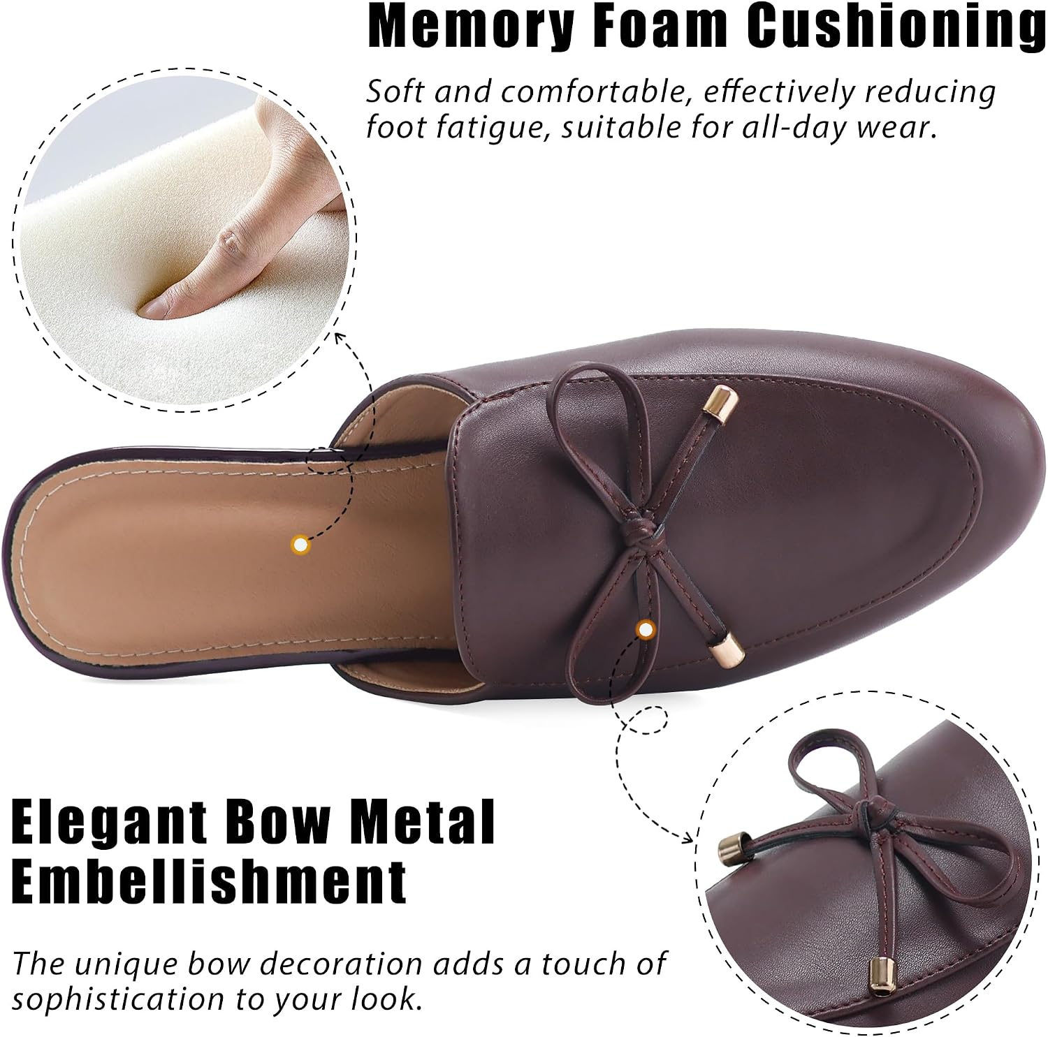 Womens Mules Slingback Flats: Comfortable Closed Toe Slip On Backless Loafers Dressy Ladies Shoes for Work Business Casual