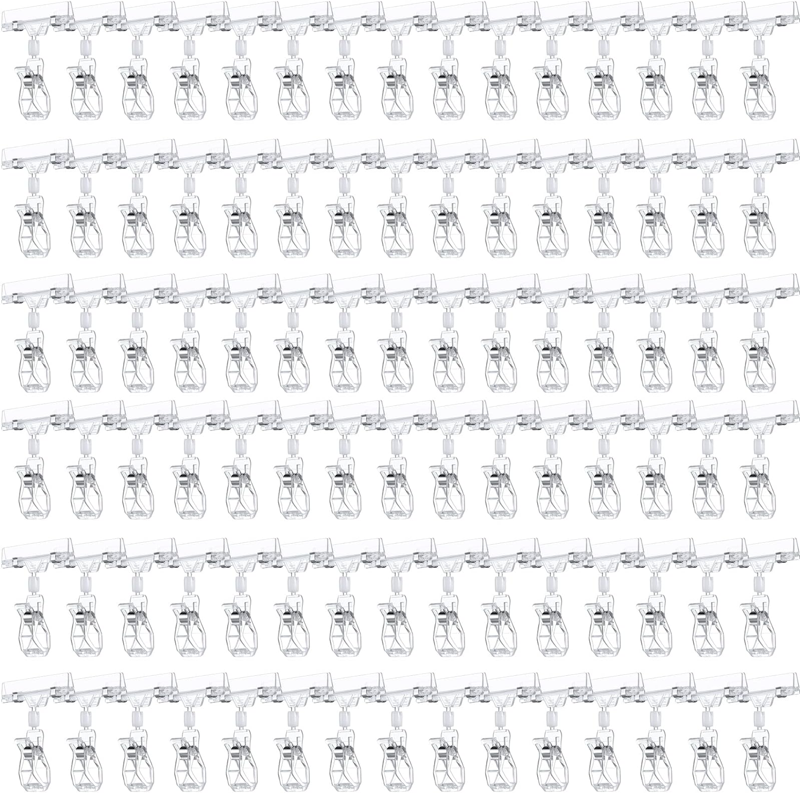 Honeydak 150 Pcs Clear Sign Holder Clips Bulk for Retail Display, Plastic Shelf Price Sign Clamps, Double Sided Clips Label Tag, Clear Retail Merchandising Display Tags for Rack, Baskets (T Type)