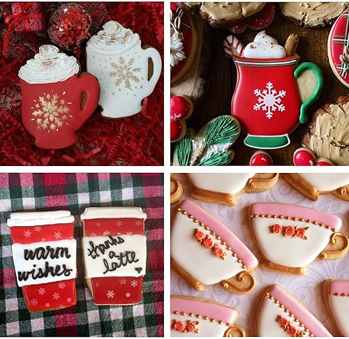Miniatura 3 de Juego de cortador de galletas de taza de café grande, 4 piezas, taza de café, taza de cacao caliente, letta, taza de té de fondant de galletas