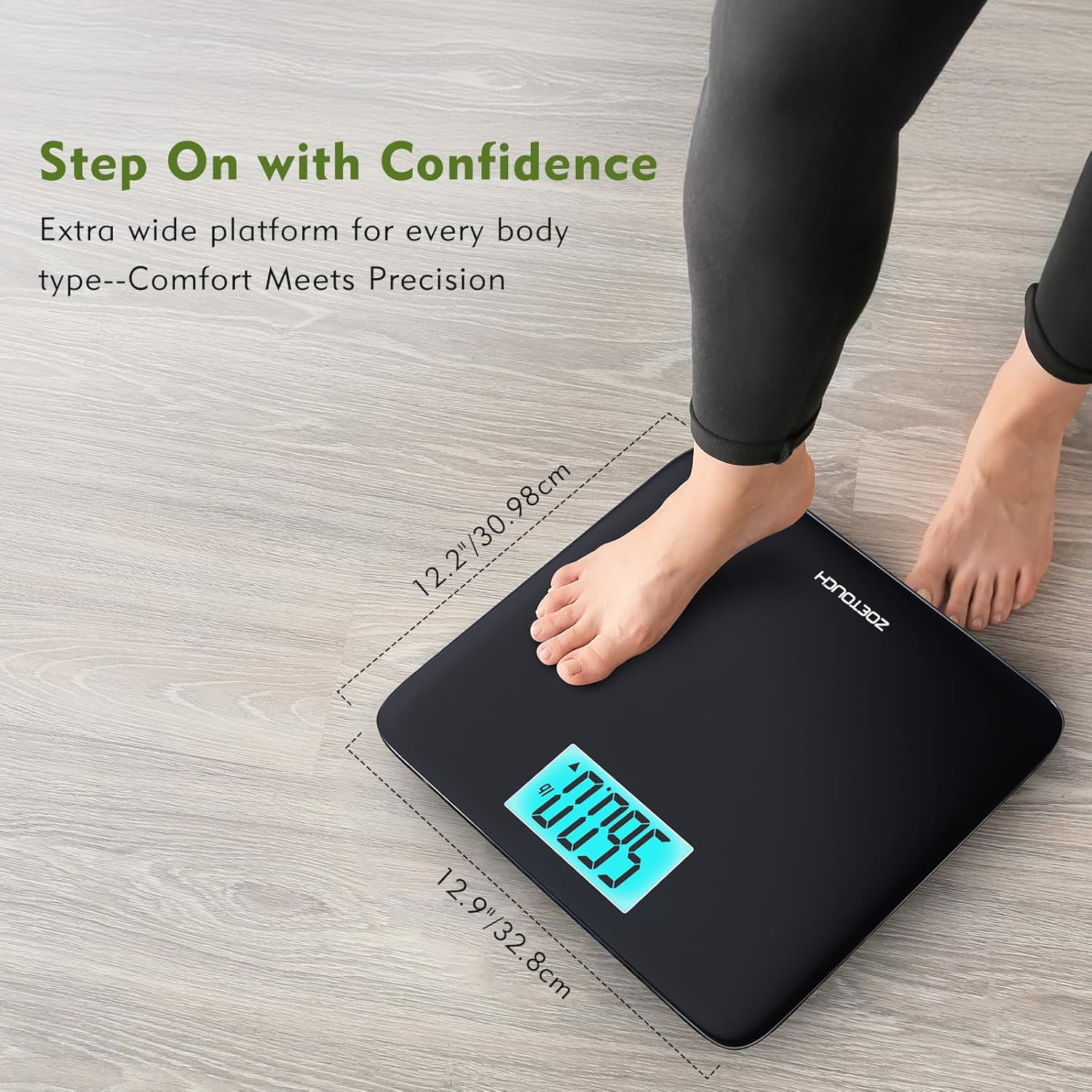 560lbs Bathroom Scale for Body Weight Over 500 lbs, Accurate Digital Weighing Machine with Wide Platform 12.2" x 12.9", Large Backlit LCD Display,High Capacity for Heavy Duty Seniors - Image 4