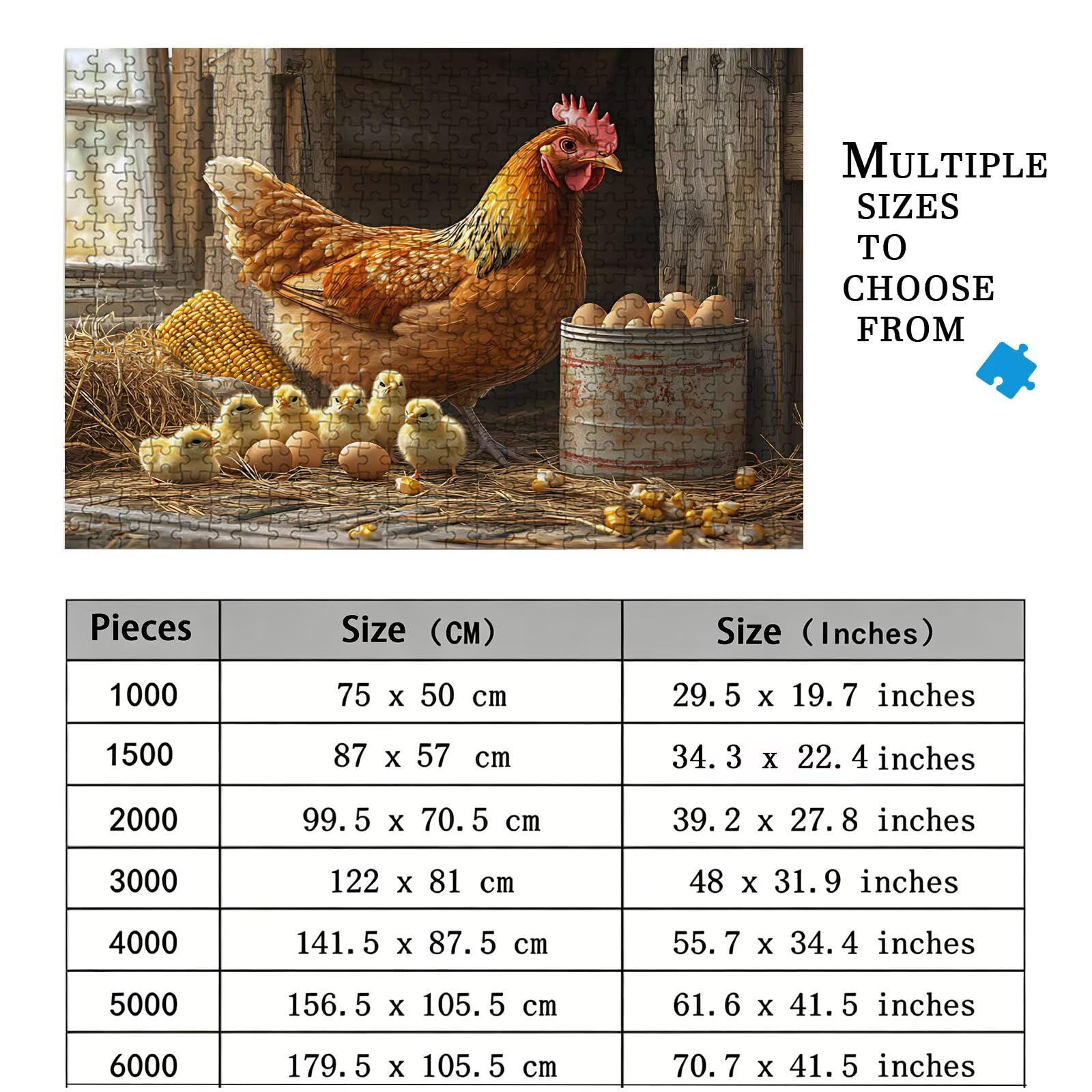 Puzzle 3000 sztuk drewniane puzzle zwierzęta, kolekcja wyzwań, kurczak układanka drukowanie w wysokiej rozdzielczości do domu rodzinna zabawa, gry edukacyjne i dekoracja ścienna 122x81 cm 8p-84