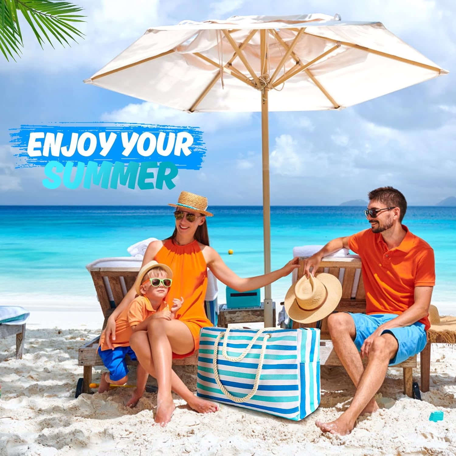 SRISE Large Beach Bag for Women & Men, Beach Bags Waterproof Sandproof, Travel Tote Bag, Swim Pool Bag for Family Outdoor - Image 2