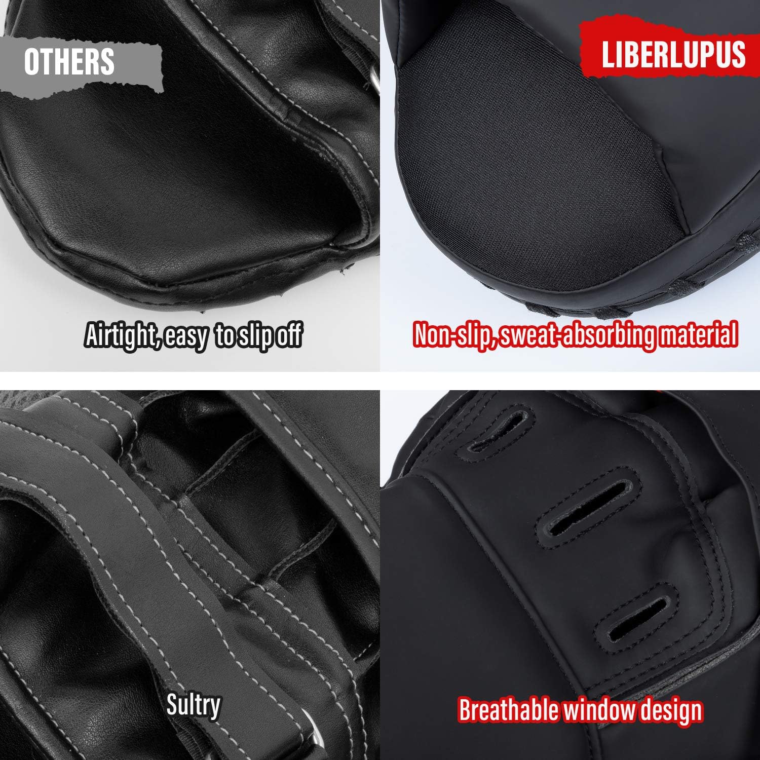 Liberlupus Boxing Focus Mitts for Training and Exercise Workout, Punching Mitts and Pads for Indoor Use, Thicken Padding Sparring Paddles for Kids Men Women, for Kickboxing Martial Arts Muay Thai MMA : Sports & Outdoors
