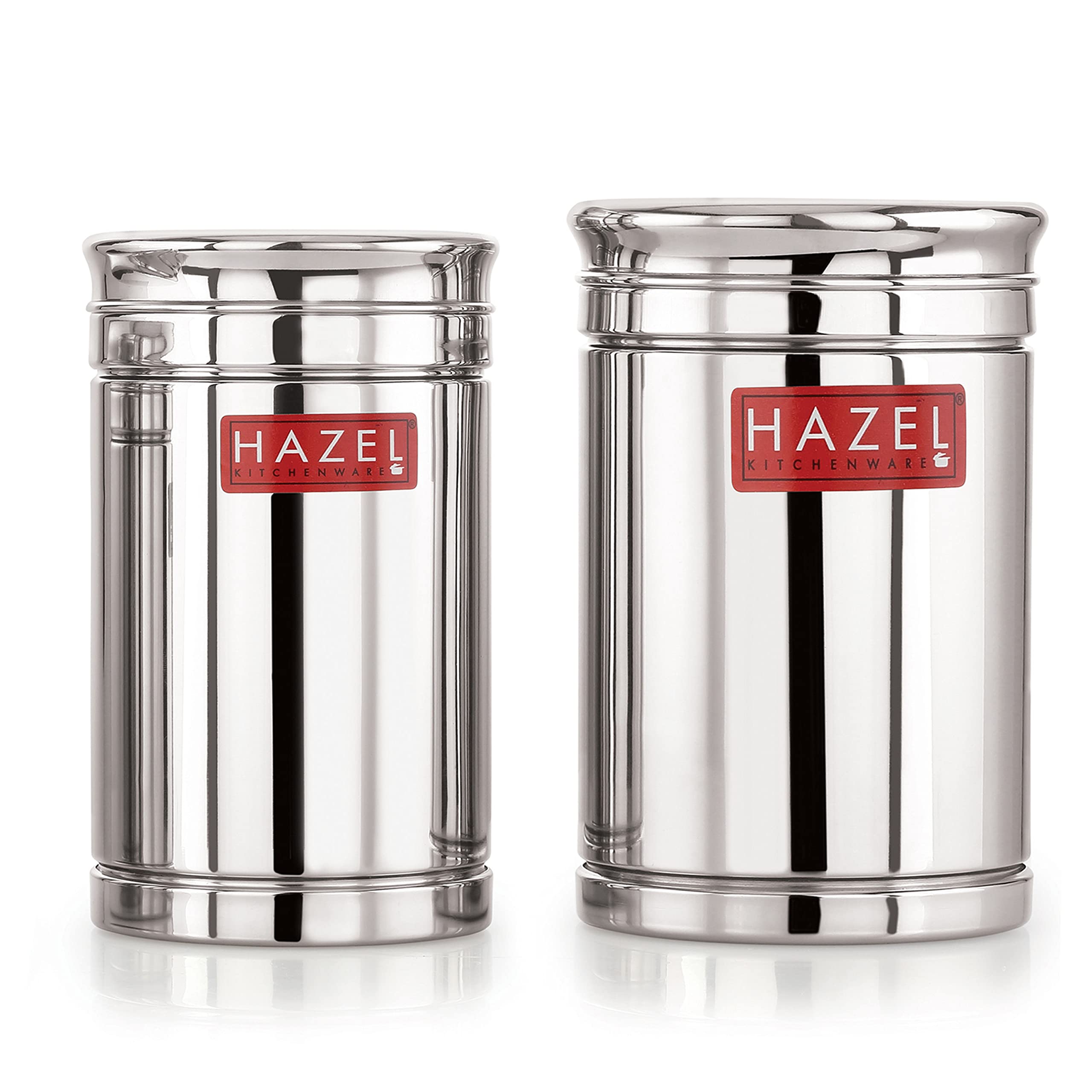 HAZELKitchen Steel Container Set Combo | Steel Storage Box For Kitchen | Steel Container For Kitchen Storage Set of 2 (1200ml, 1800ml) | Ideal For Storing Rice, Cereal, Pulse, Snacks.