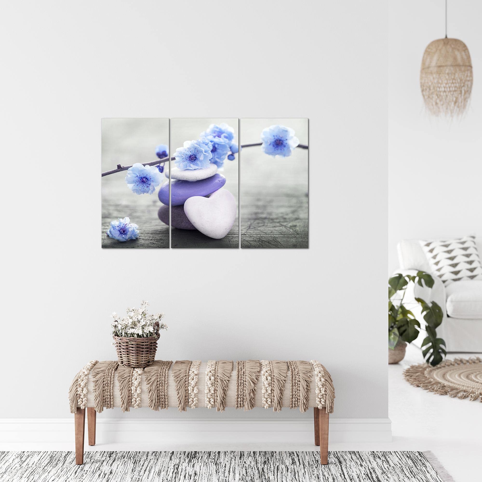 Runa Art Tableau Zen Buddha XXL 120x80 Cm - Décoration Murale Feng Shui En 3 Parties - Triptyque Intissé, Fabrication Allemande