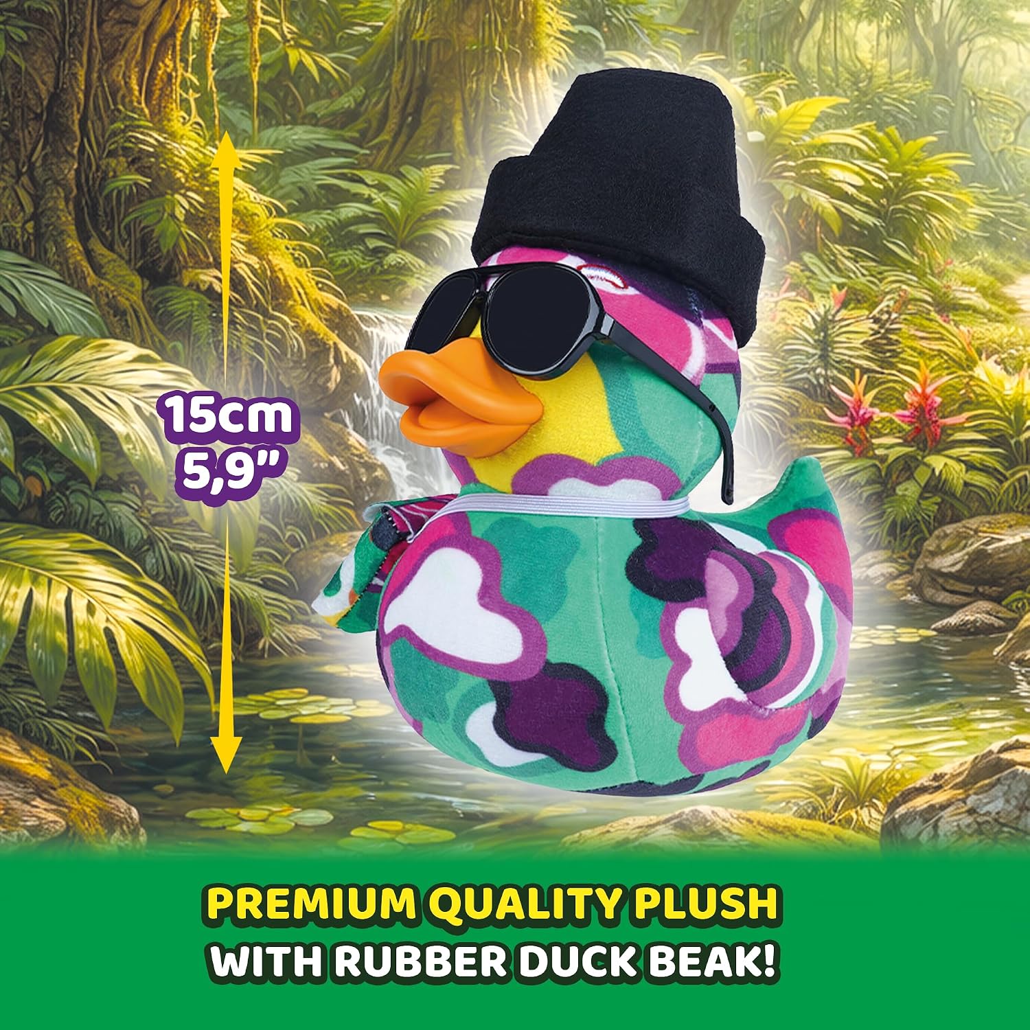 Maxi John Plush Duck - Nature Collectible Toy, 3 Accessories (Green) image 4