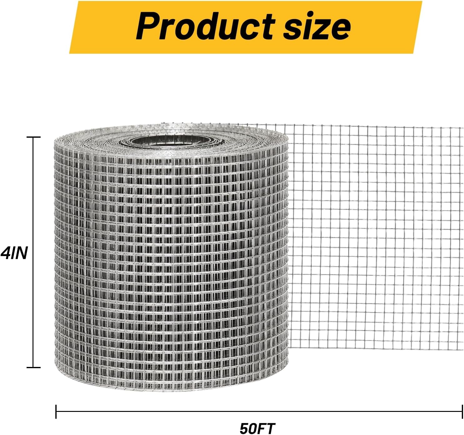 4" Stainless Steel Mesh Roll, 4in x 50FT Gutter Guard Leaf Filter for Rain Gutters, Solar Panel Bird Guard Mesh & Critter Guard Fence