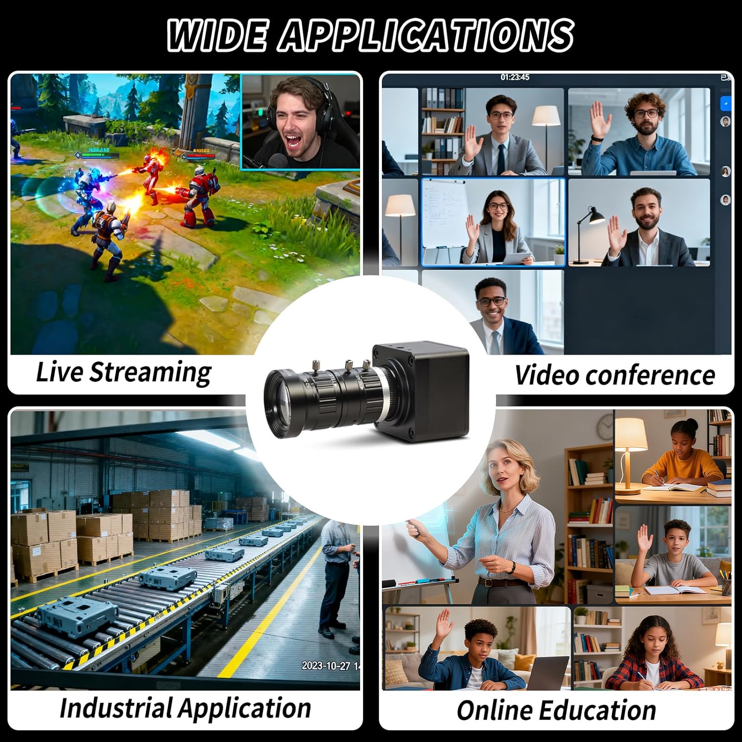 MOKOSE USB Webcam with C-Mount 10-50mm Telephoto Zoom Manual Lens 4K@30fps UVC Camera Free Drive Compatible Windows Mac OS X Linux