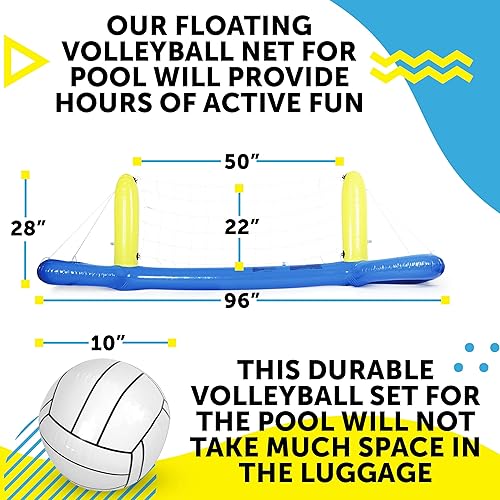 Miniatura 7 de Perfect Life Ideas Red inflable de voleibol para piscina, fácil de montar, juego inflable de voleibol para piscina, juguete flotante duradero para