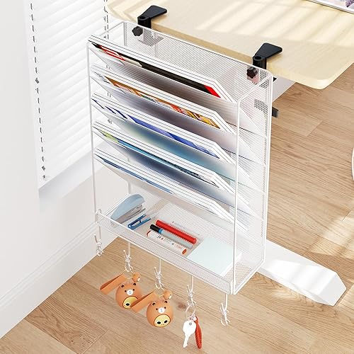 Miniatura 2 de Organizador de archivos, para fijar sin taladrar, soporte para documentos A4 y suministros de oficina, almacenamiento, soporte de revista de pared,