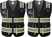 Vista 8 de JKSafety - Chalecos de seguridad reflectantes de alta visibilidad para hombres y mujeres, con bolsillos, ropa de seguridad de malla