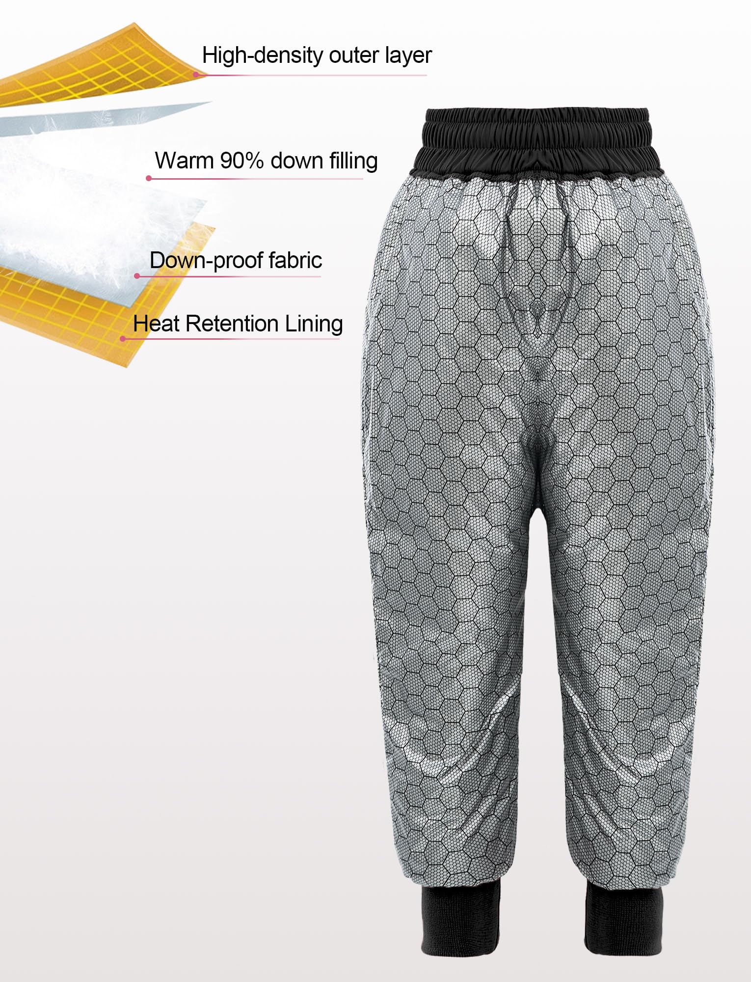 SEAUR Kinder Daunenhose Leicht Warm Winterhose Dick Schneehose Mädchen Jungen Skihose Winddicht Outdoorhose Winter - 120-160=(EU 110-158)