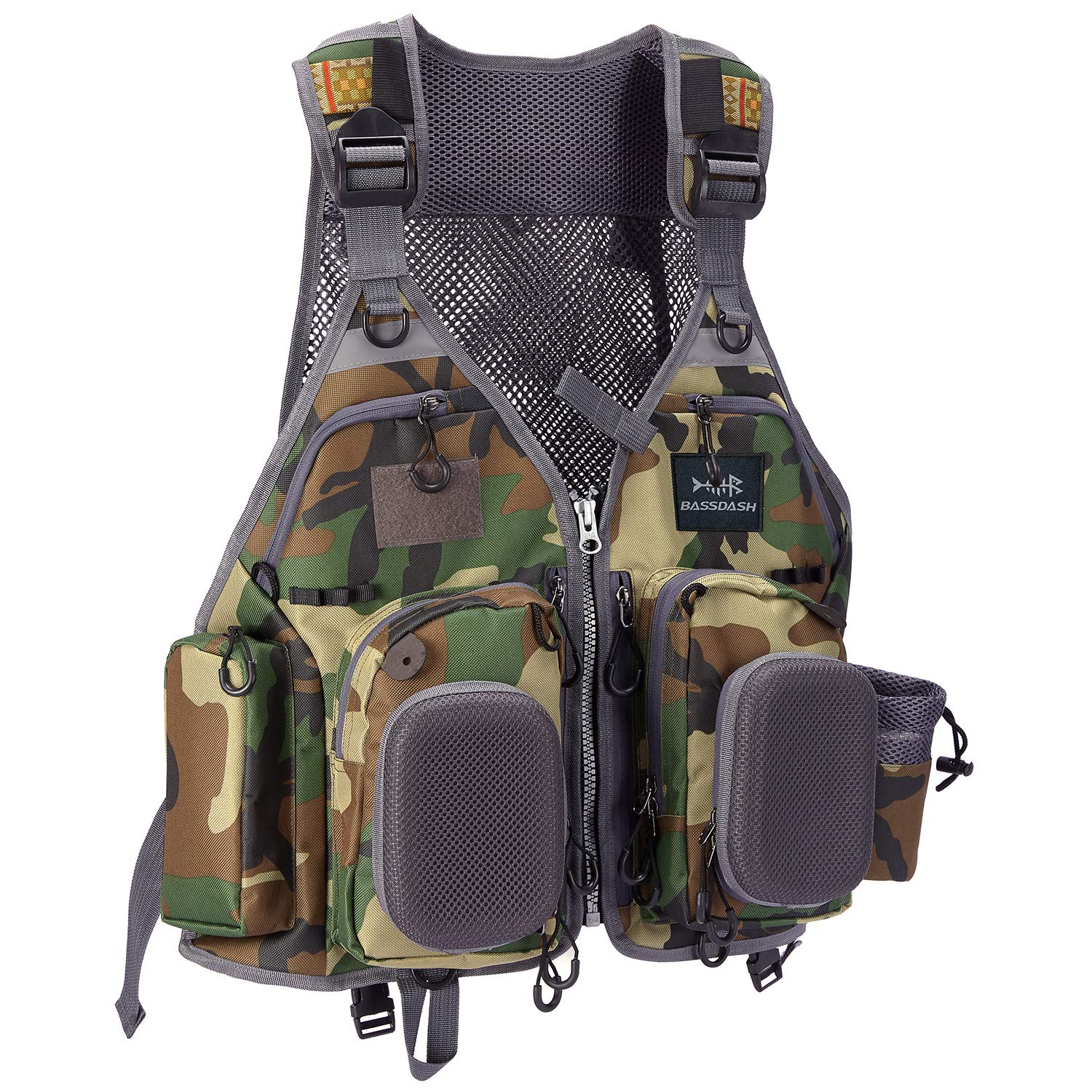 BASSDASH Strap Fishing Vest Adjustable for Men and Women, for Fly Bass Fishing and Outdoor Activities