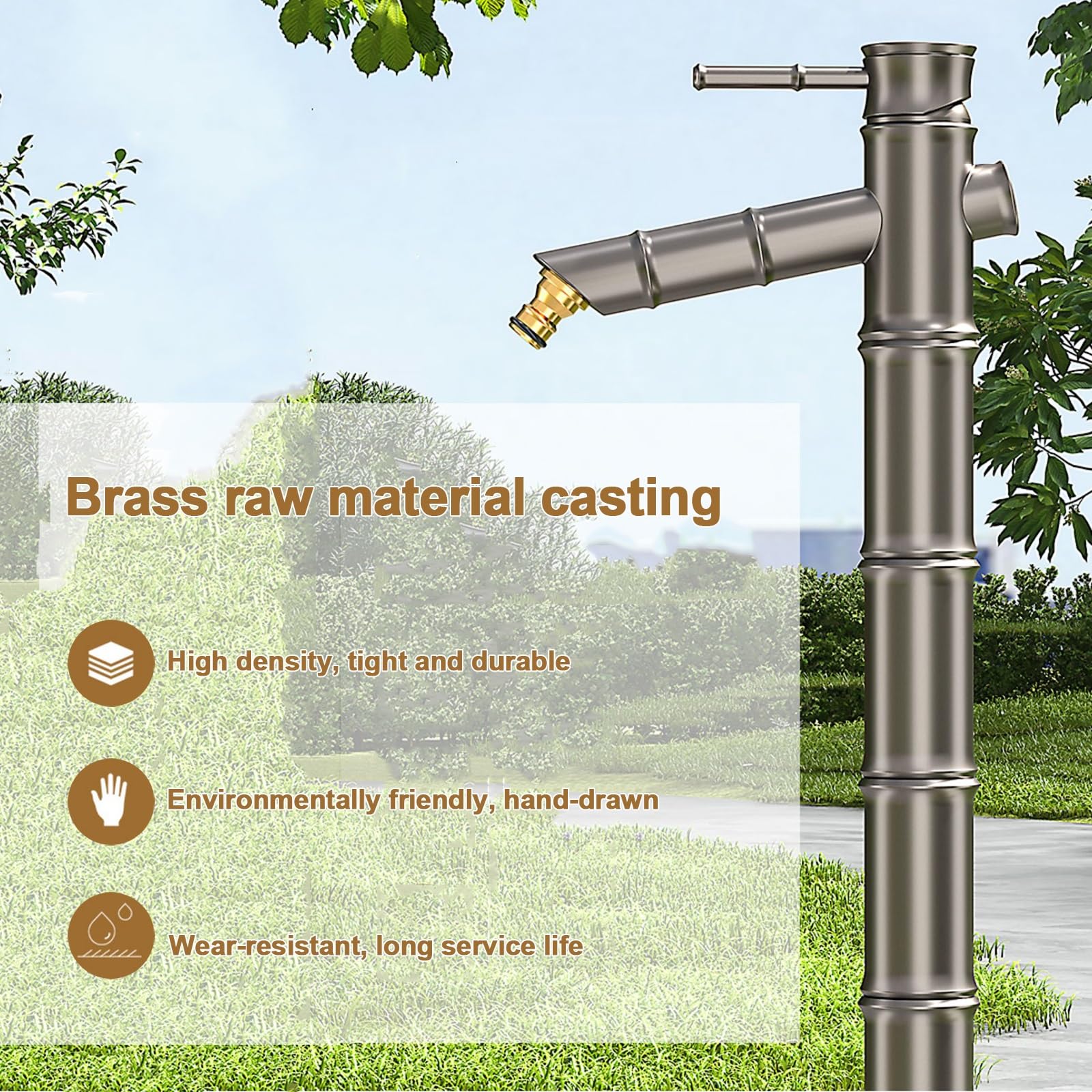 Columna de agua de cobre para jardín al aire libre, grifo anticongelante decorativo montado en el suelo para patio y patio trasero