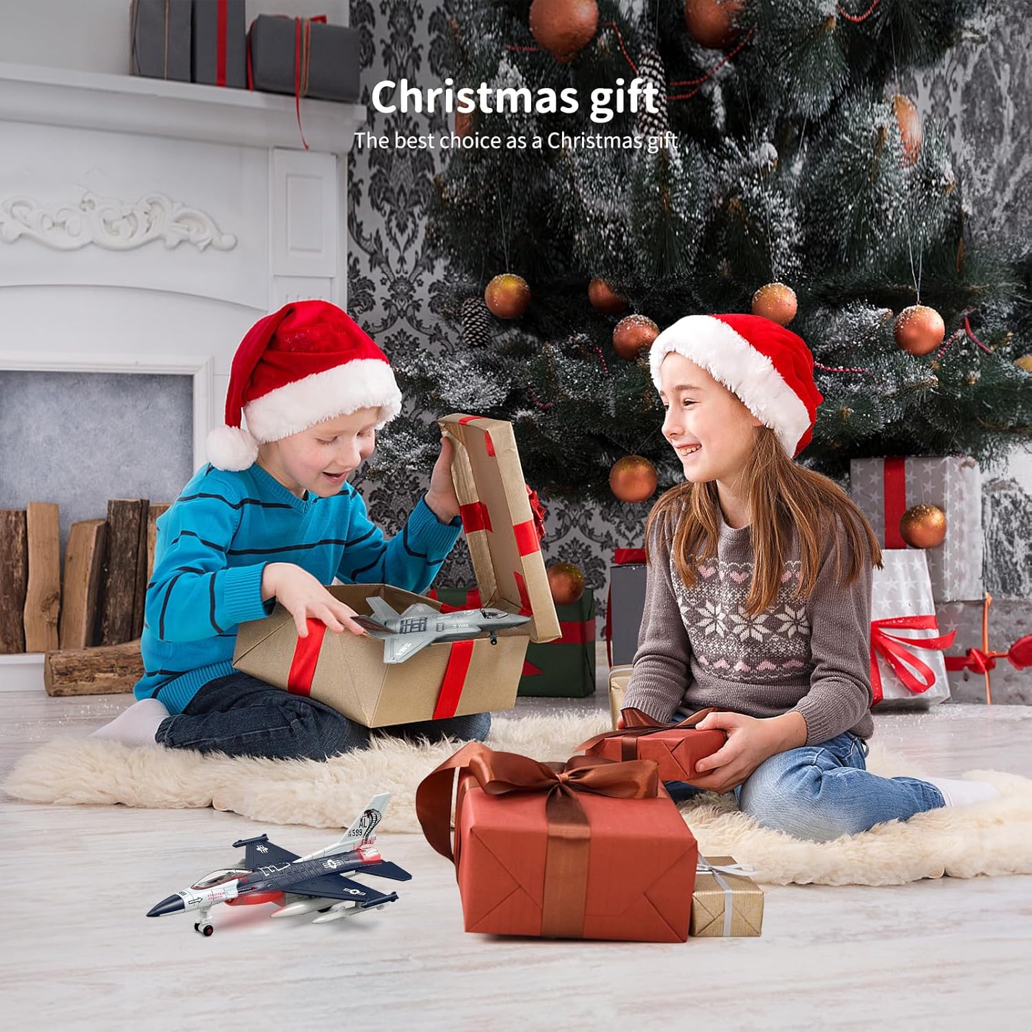 Geyiie Fighter Jet Airplane Toy for Toddlers 3–5 with Lights & Sounds, Durable Diecast Metal Airplane Model, for Boys & Girls, Indoor Play