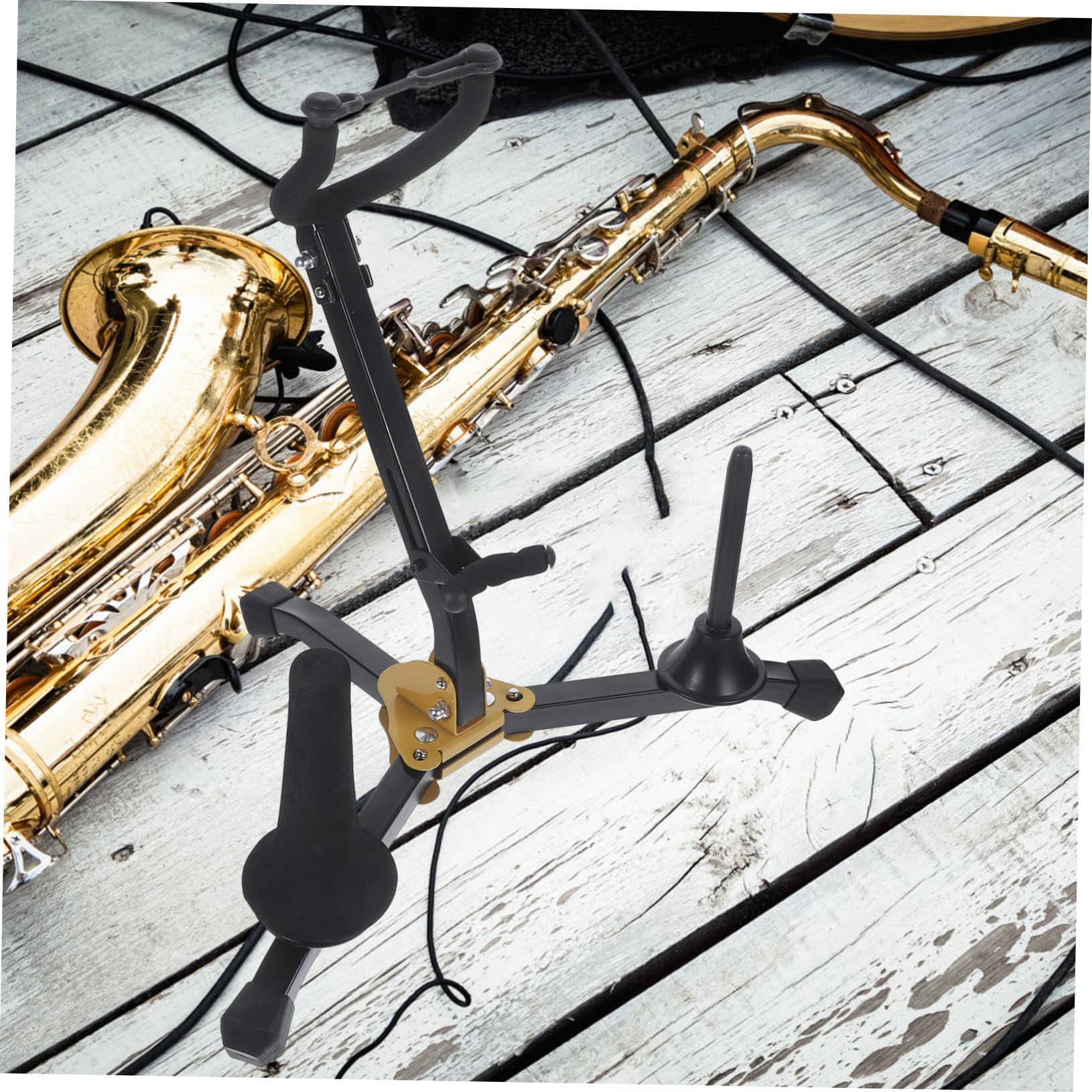 Supporto Sax Alto Nero e Pieghevole, Rack Tenore | Ferro, Schiuma e Abs, Uso su Tavolo, per Clarinetto e Collezionista di Sax