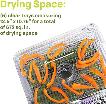 NESCO FD-5TC Snackmaster Food Dehydrator 5 BPA-Free Trays, Adjustable Temp Control, Compact Design for Jerky, Fruit, Herbs, Pet Treats, 420W