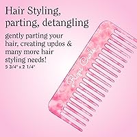 Vista 2 de Rizos Curls Peine de ducha de dientes anchos para desenredar, separar y peinar, suave para todas las texturas del cabello, rosa