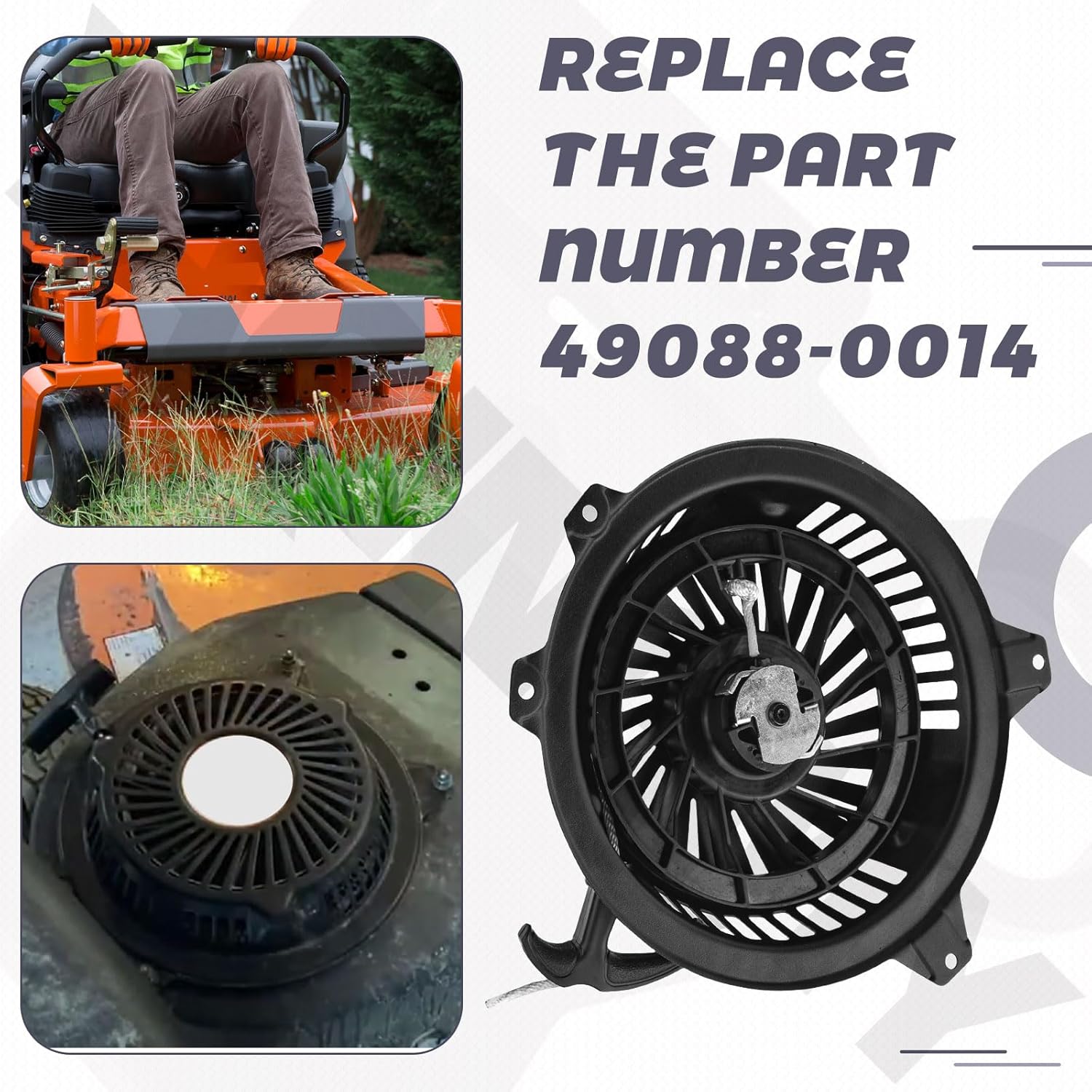 49088-0014 Recoil Starter Assembly Compatible with Ka-wasaki FH381V, FH430V, FH451V, FH480V, FH500V, FH541V and FH580V Series Engine Models